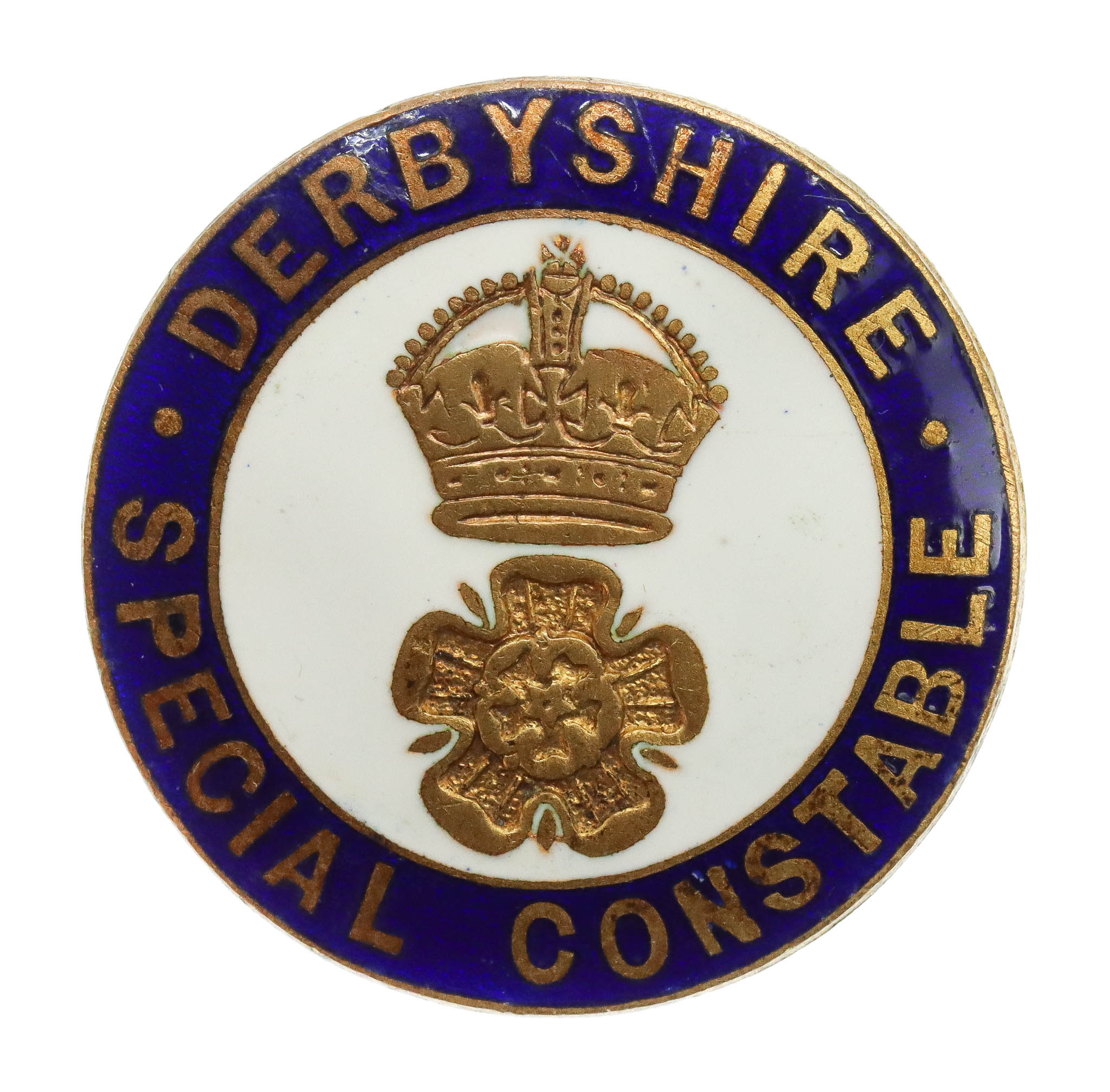 Derbyshire Special Constabulary Enamelled Lapel Badge - King's Crown