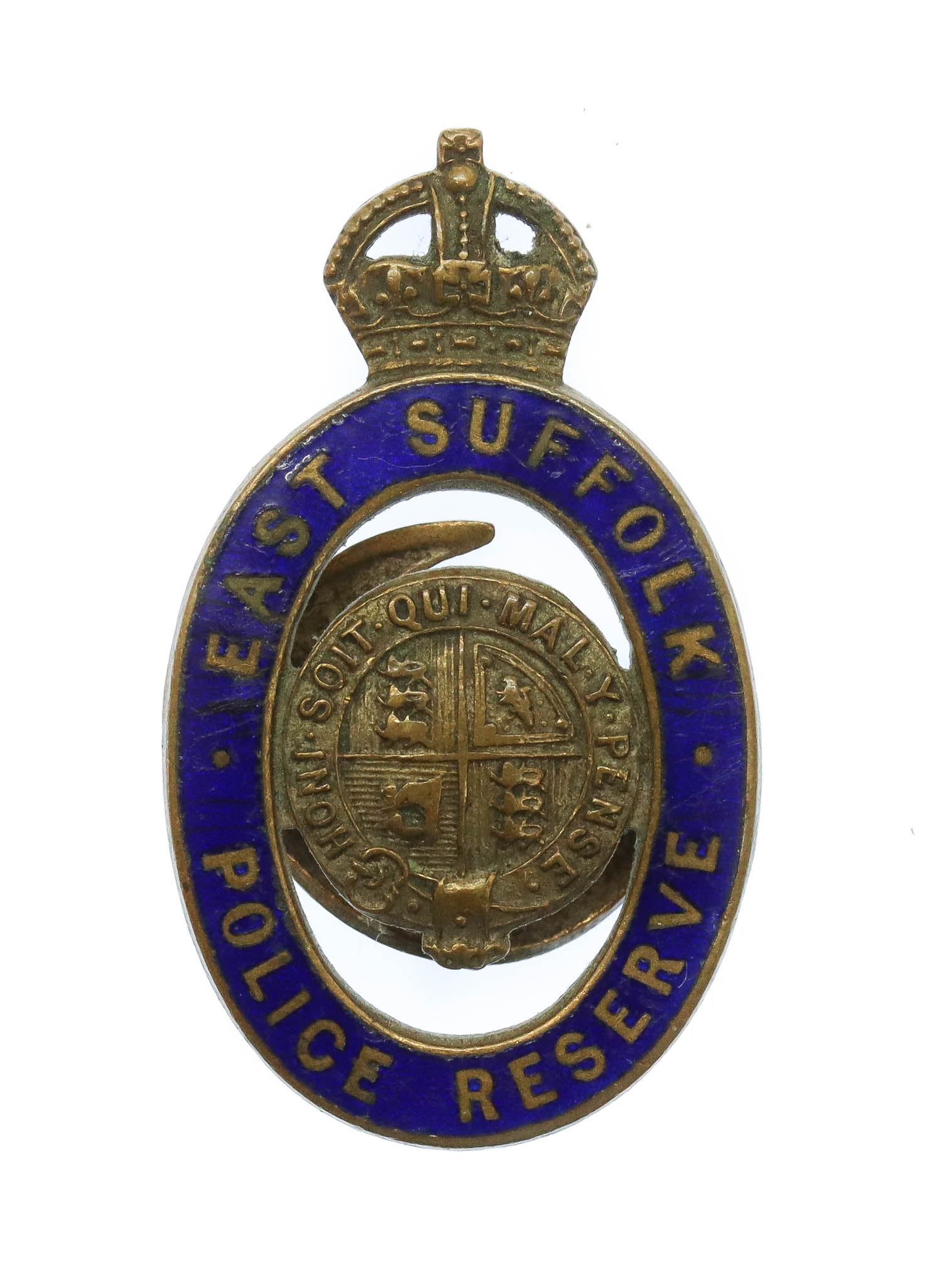 East Suffolk Police Reserve Enamelled Lapel Badge - King's Crown