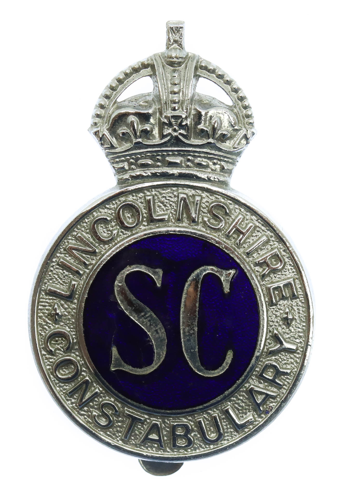 Lincolnshire Special Constabulary Enamelled Cap Badge - King's Crown