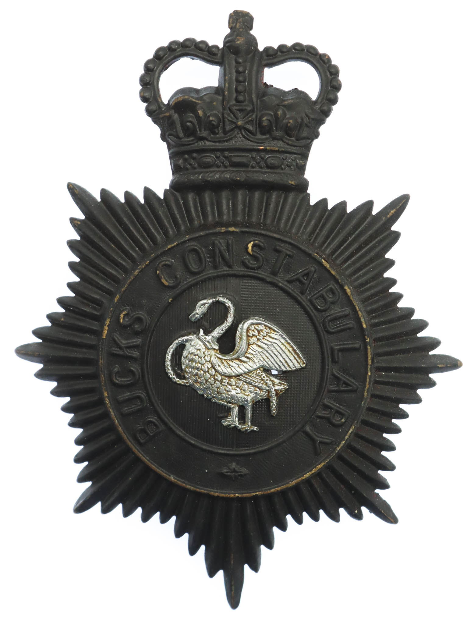 Buckinghamshire Constabulary Night Helmet Plate - Queen's Crown