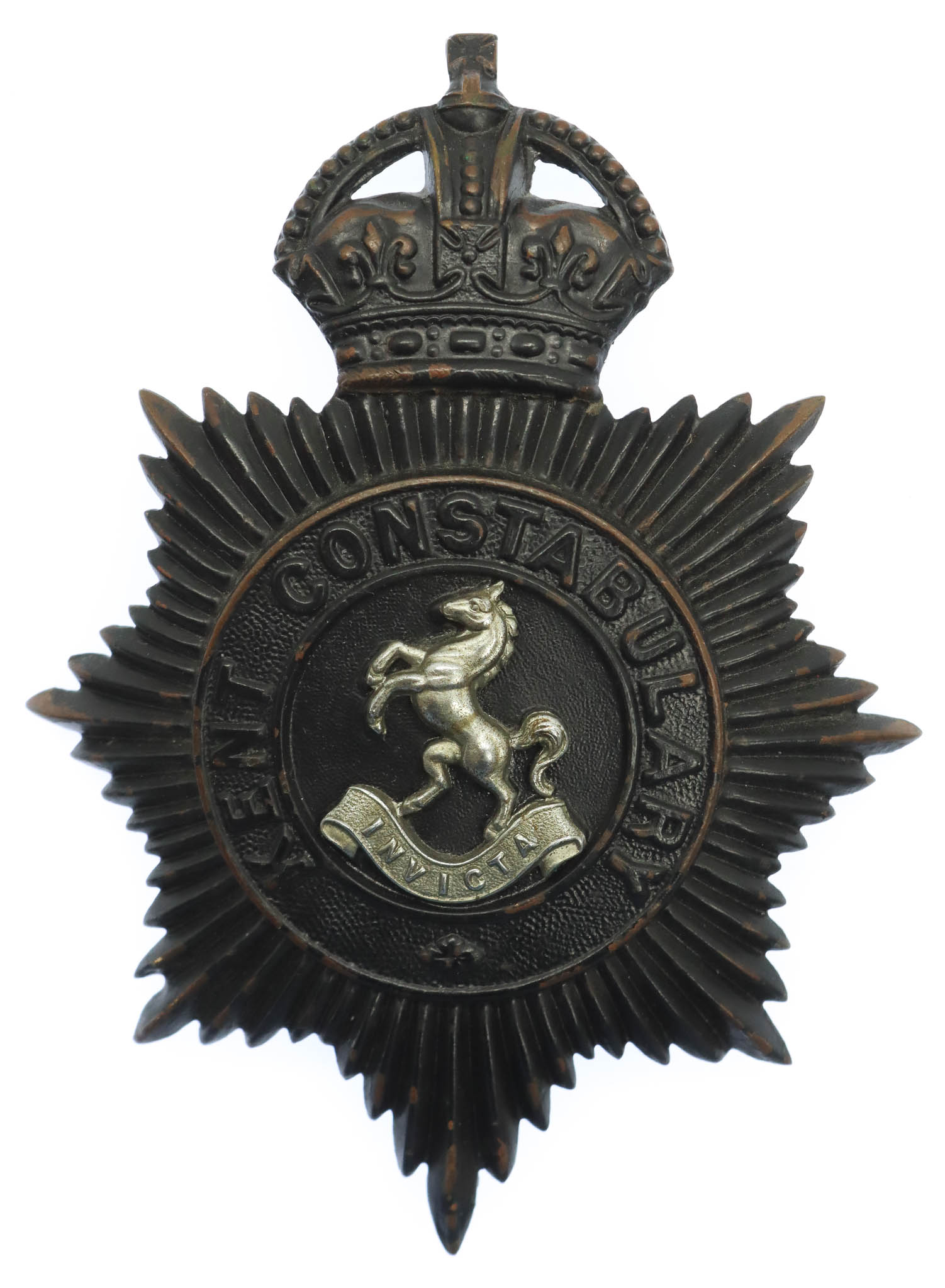 Kent Constabulary Night Helmet Plate - King's Crown