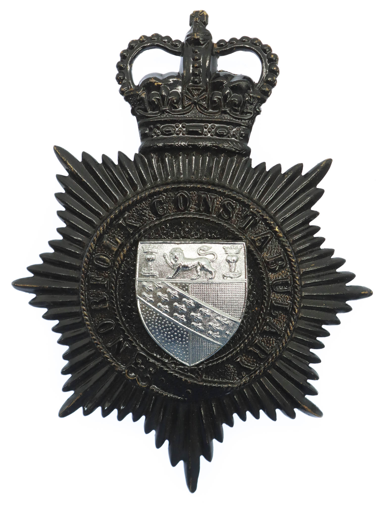 Norfolk Constabulary Night Helmet Plate - Queen's Crown