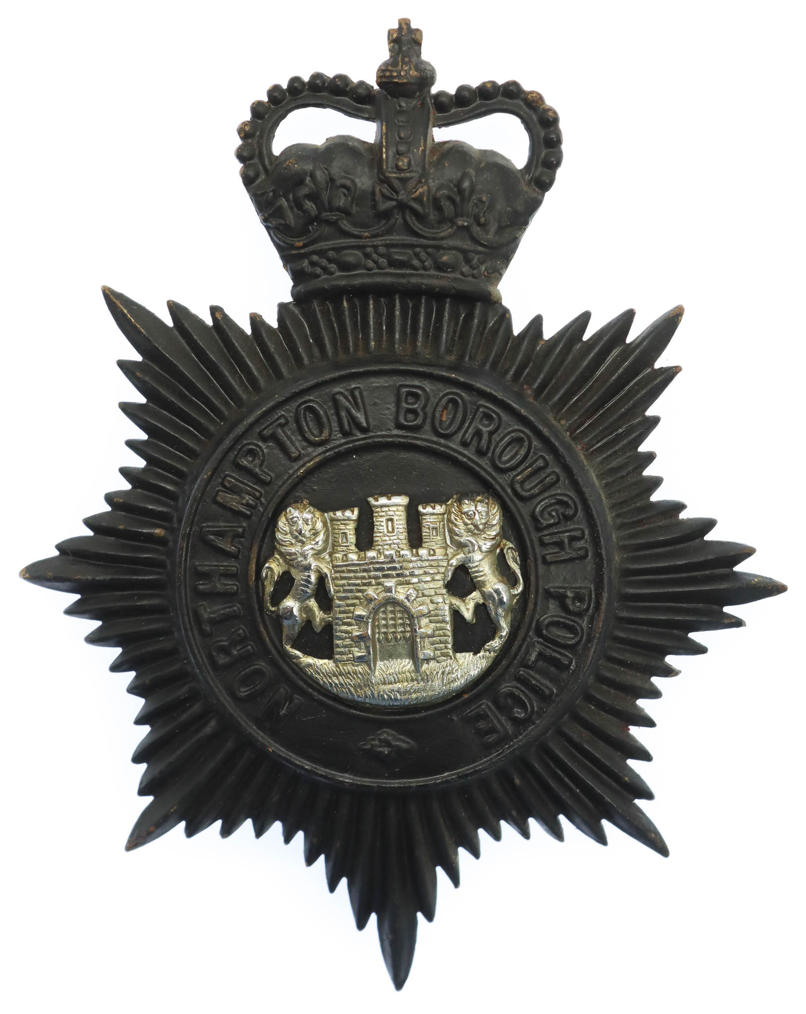 Northampton Borough Police Night Helmet Plate - Queen's Crown