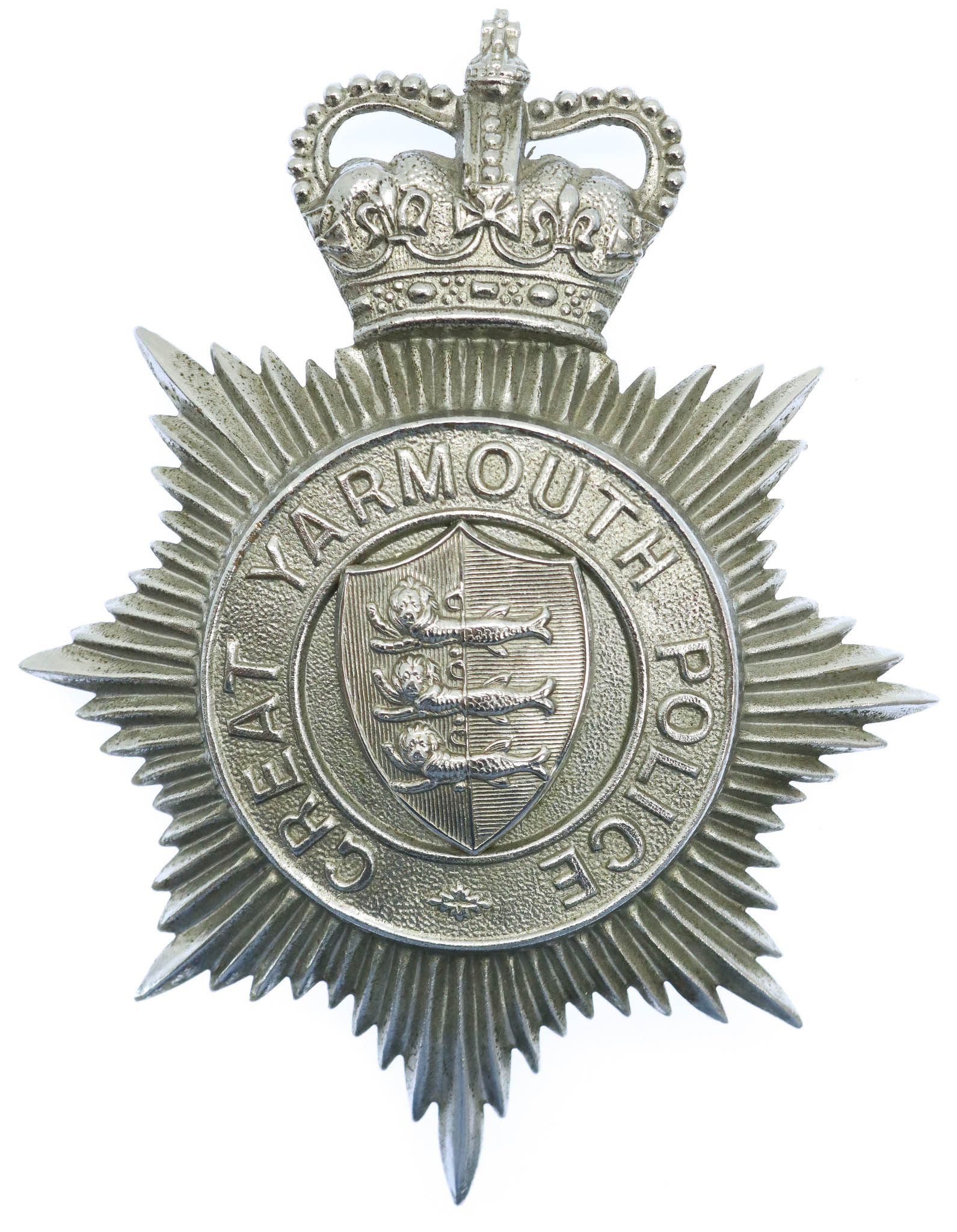 Great Yarmouth Police Helmet Plate - Queen's Crown