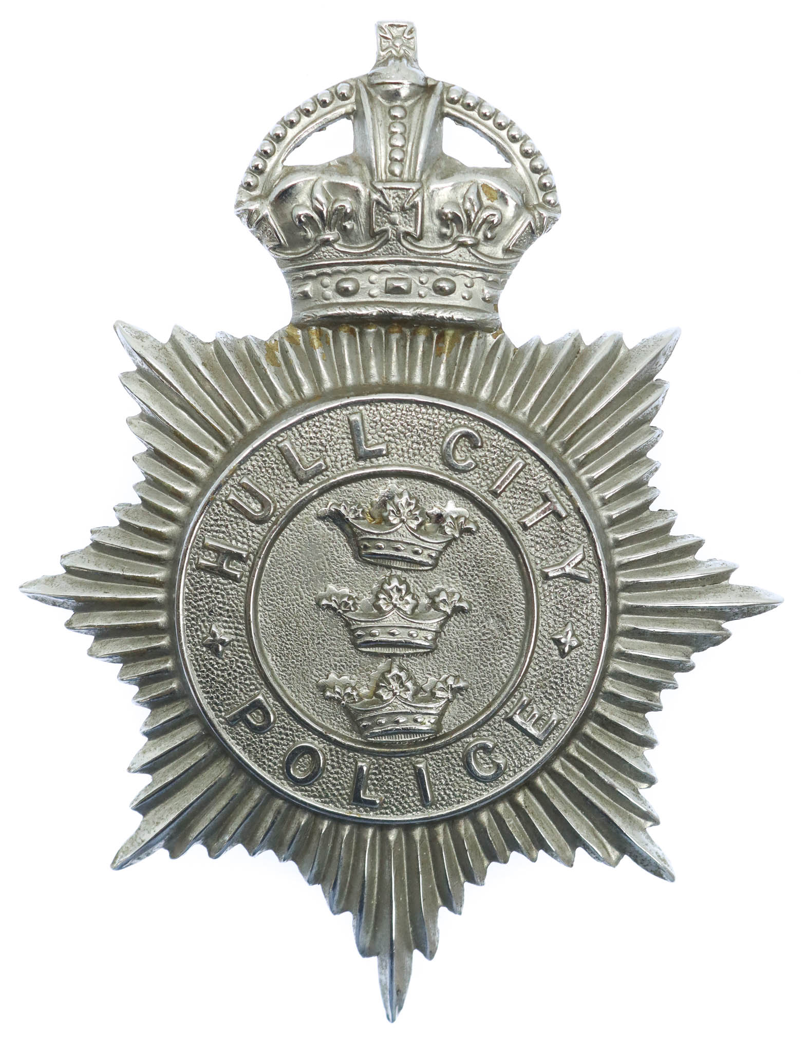 Hull City Police Helmet Plate - King's Crown