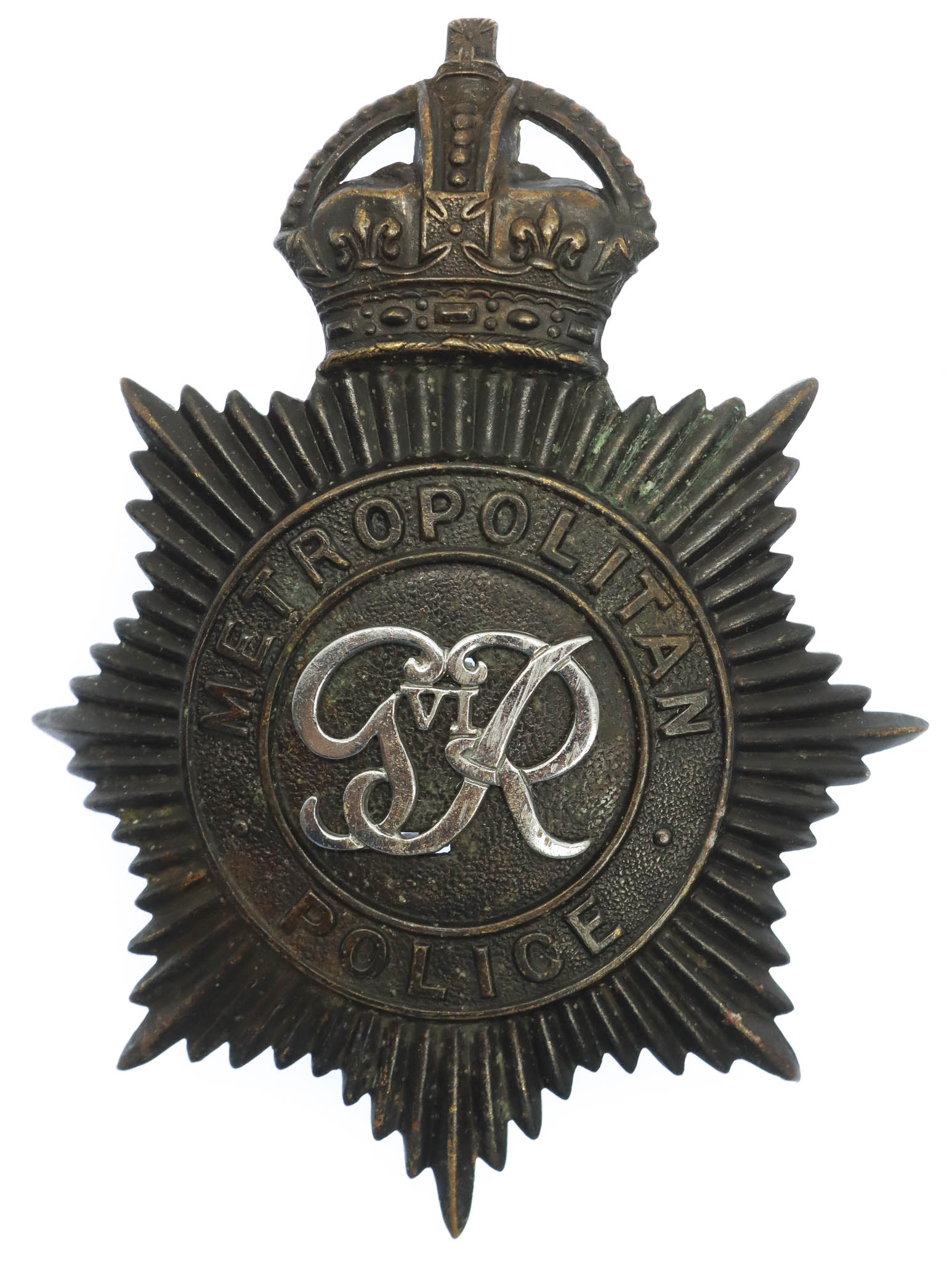 George VI Metropolitan Police Night Helmet Plate 