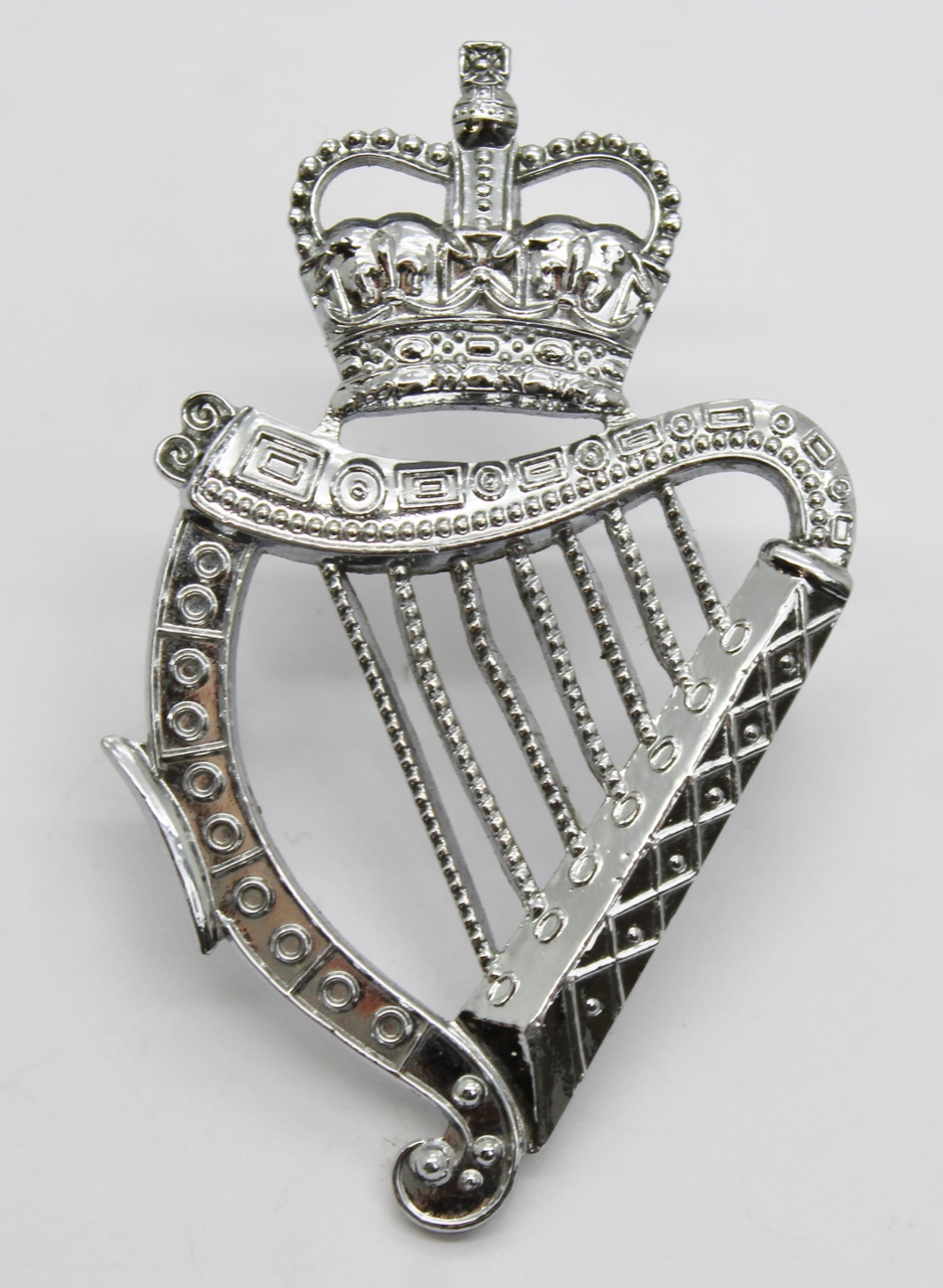 London Irish Pipers Chrome Caubeen Badge - Queen's Crown