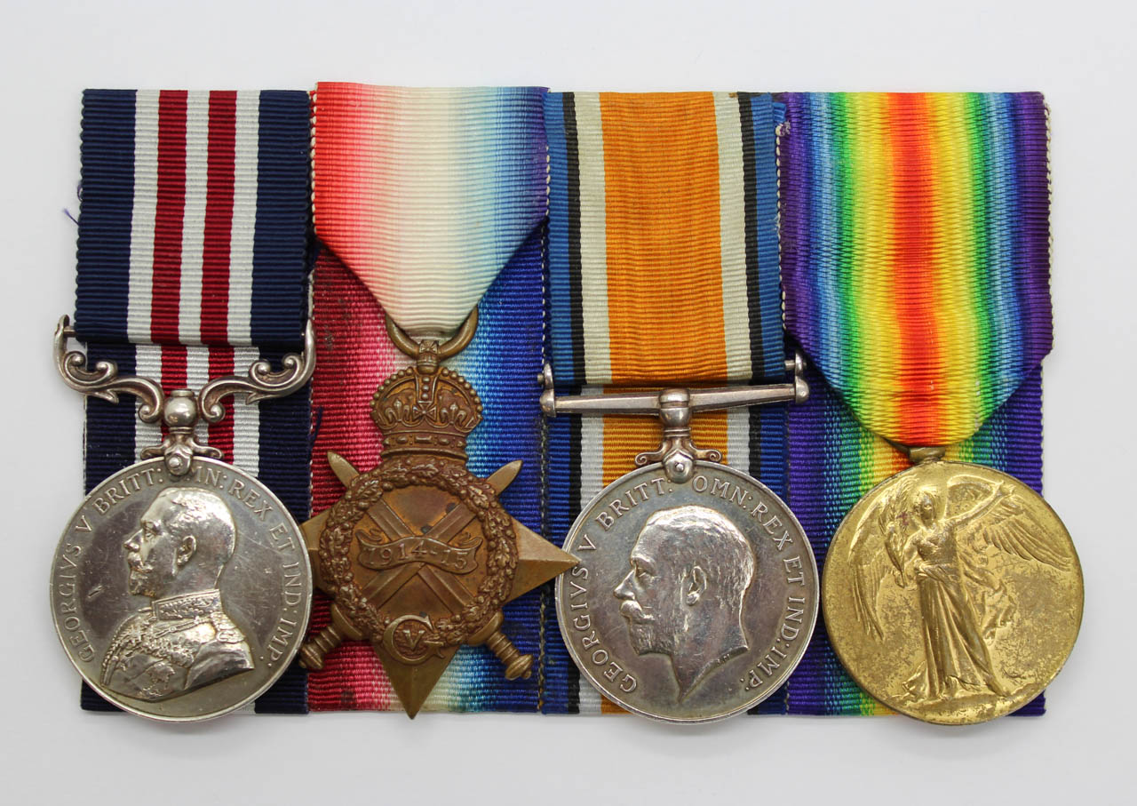 WW1 Military Medal, 1914-15 Star, British War & Victory Medal Group of Four - Pte. A.J. Allen, 1/5th Bn. West Yorkshire Regiment