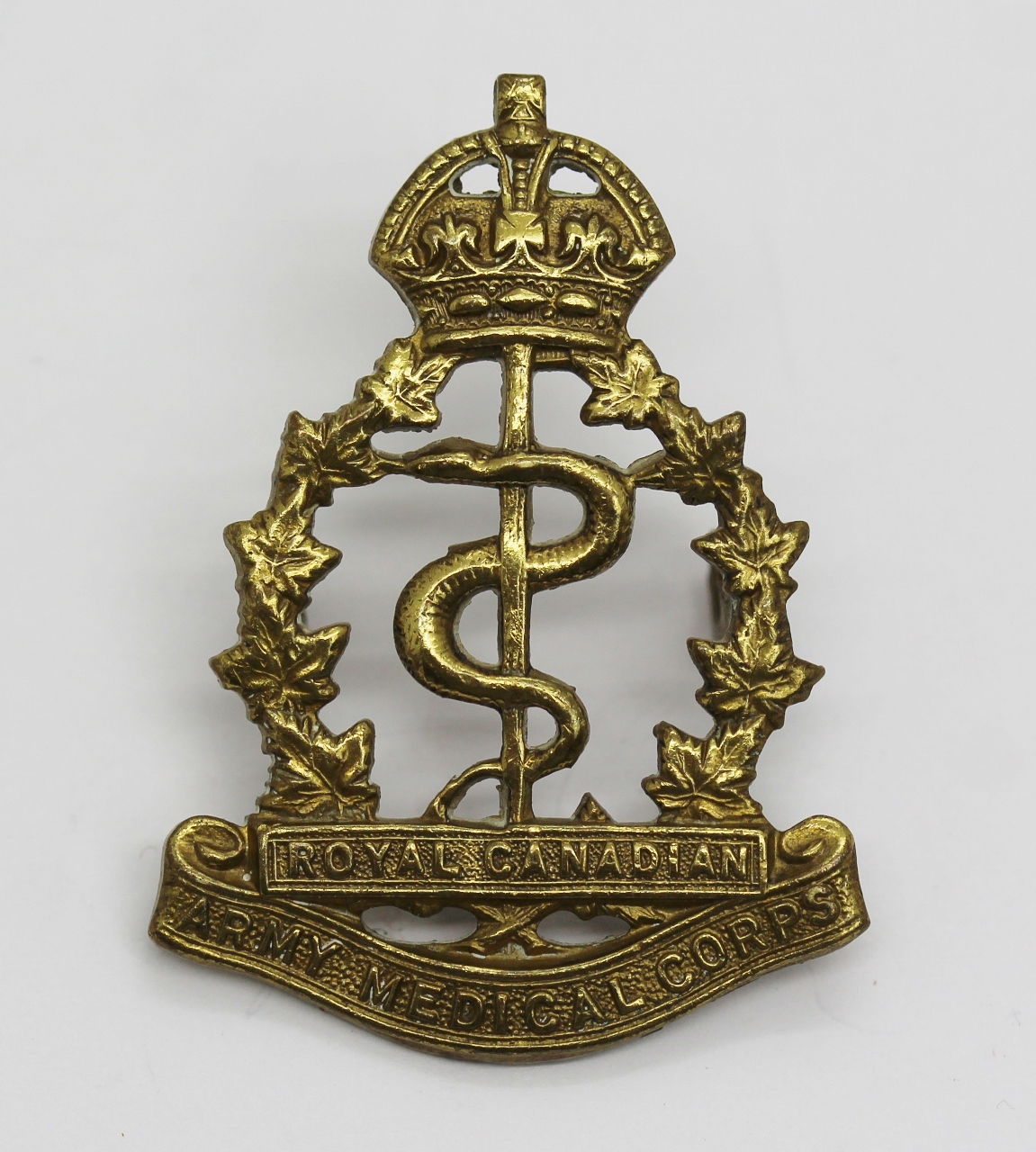 Royal Canadian Army Medical Corps Cap Badge - King's Crown
