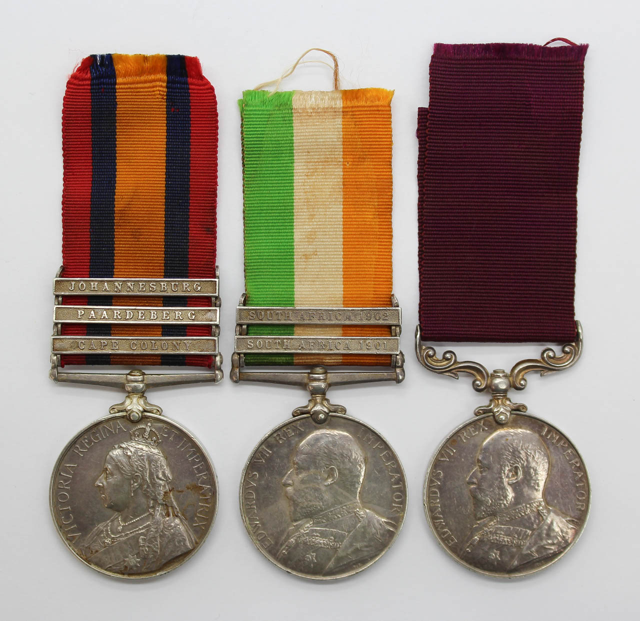 QSA (Clasps - Cape Colony, Paardeberg, Johannesburg), KSA (Clasps - South Africa 1901, South Africa 1902) & Edward VII LS&GC Medal Group of Three - L.Cpl. J. Wilds, 2nd Bn. Lincolnshire Regiment