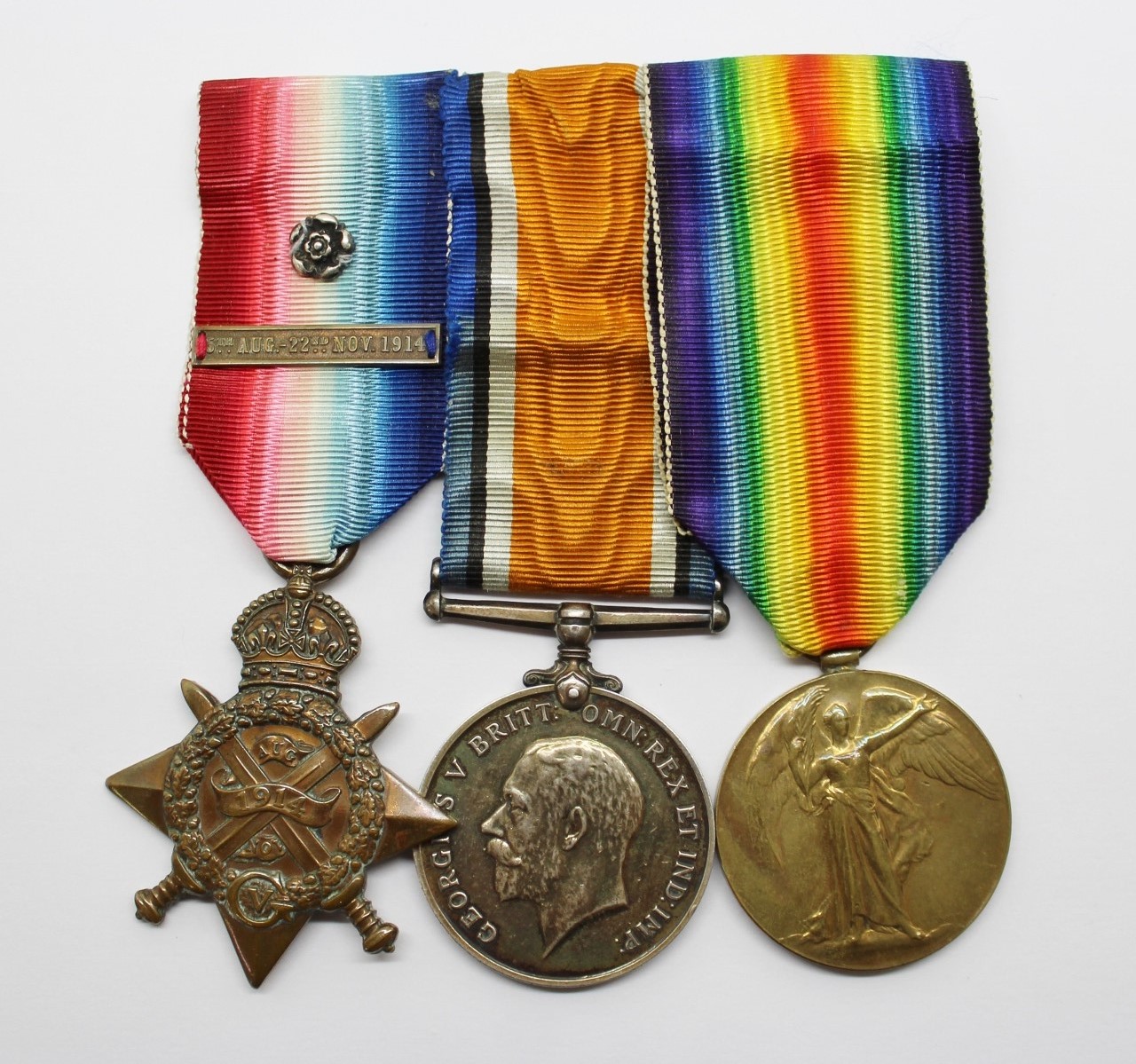 WW1 1914 Mons Star & Bar Medal Trio - Pte. S. Lovedon, 9th Lancers
