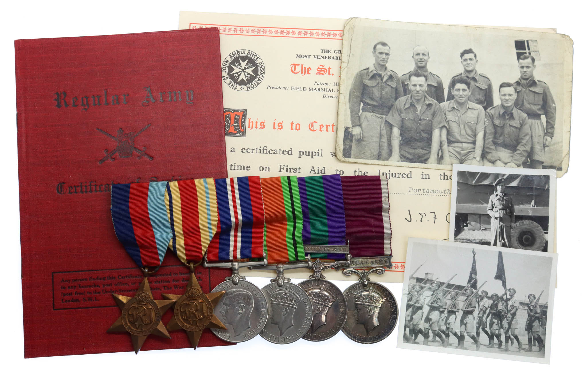 WW2, GSM (Clasp - Palestine 1945-48) and LS&GC Prisoner of War Medal Group of Six - Colour Sergeant P.H. Burton, South Wales Borderers, taken prisoner during the retreat from Tobruk and escaped from Italy during the Bridge at Allerona massacre in July 1944.