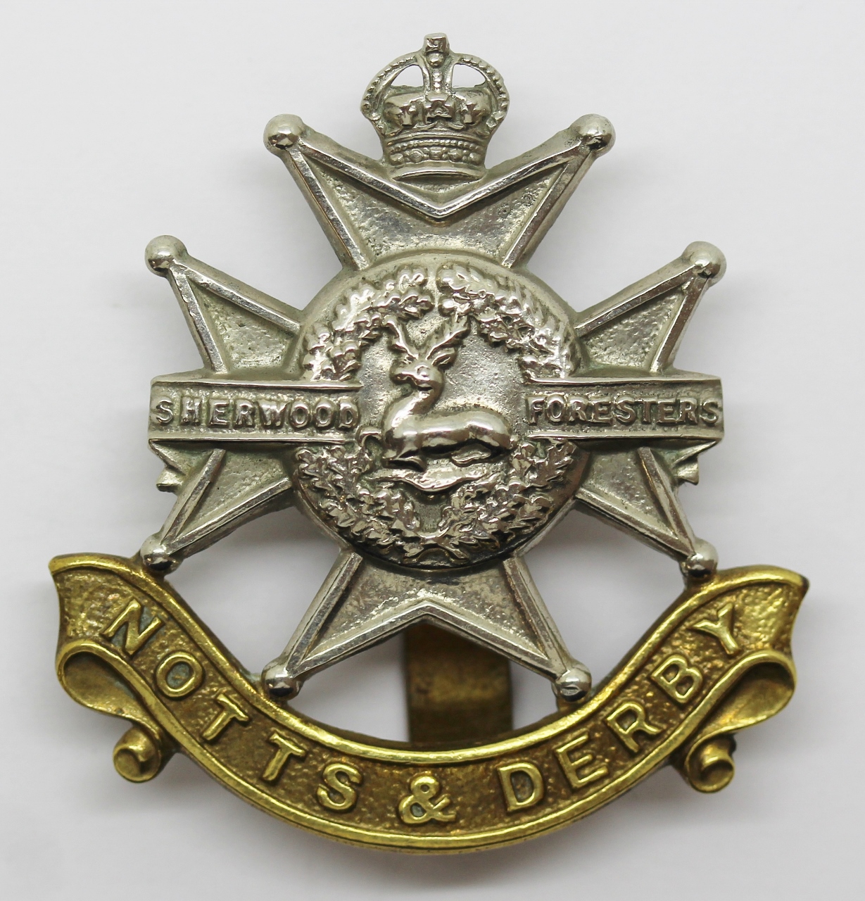 Notts & Derby Regiment (Sherwood Foresters) Cap Badge - King's Crown