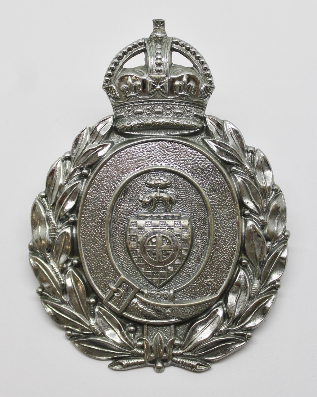 Dewsbury Borough Police Wreath Helmet Plate - King's Crown
