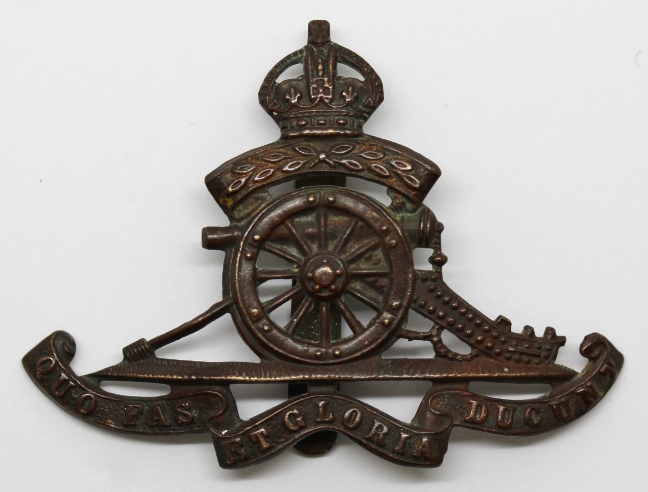 Royal Artillery Territorials Bronzed Cap Badge - King's Crown