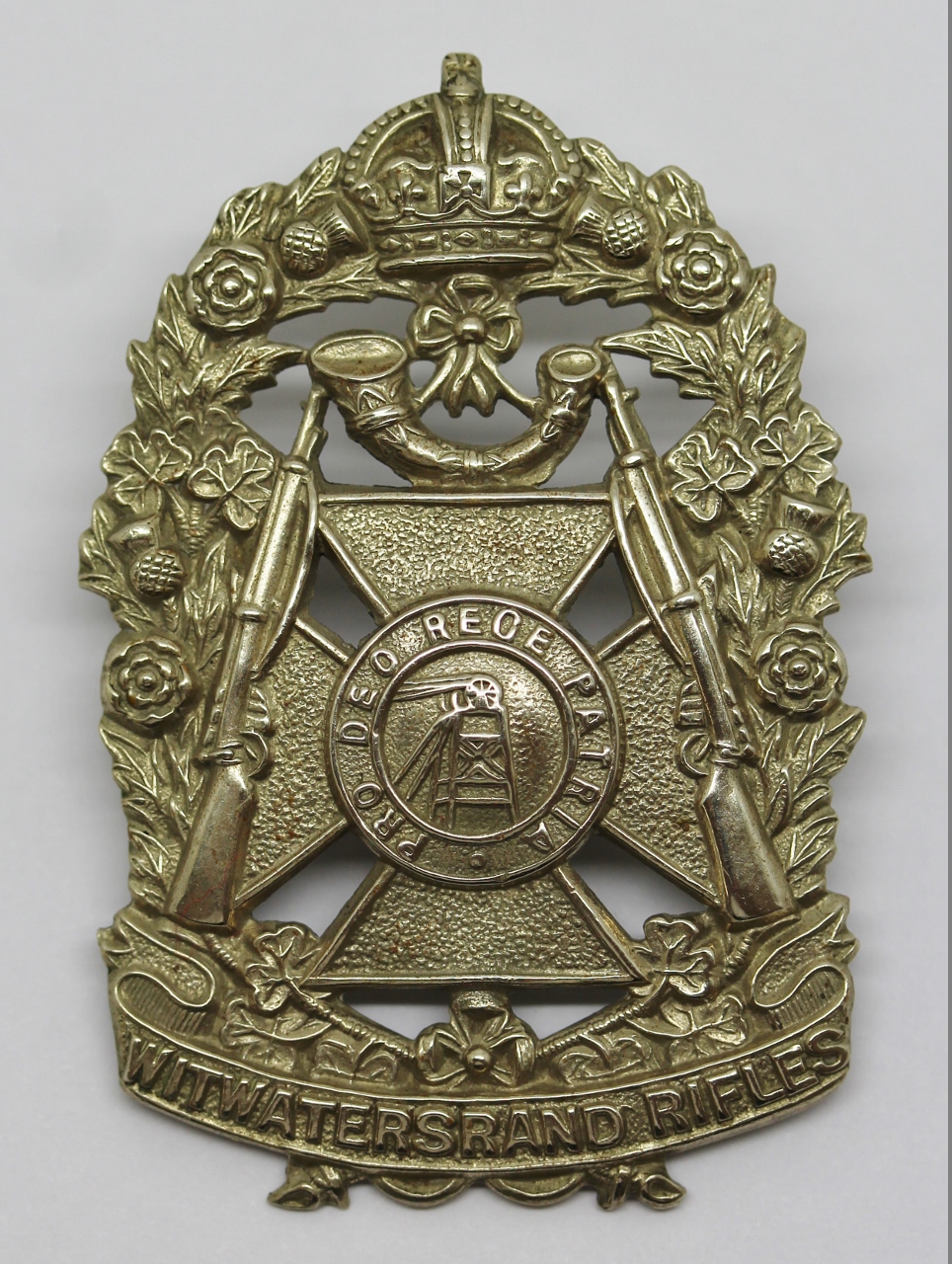 South African Witwatersrand Rifles Cap Badge - King's Crown