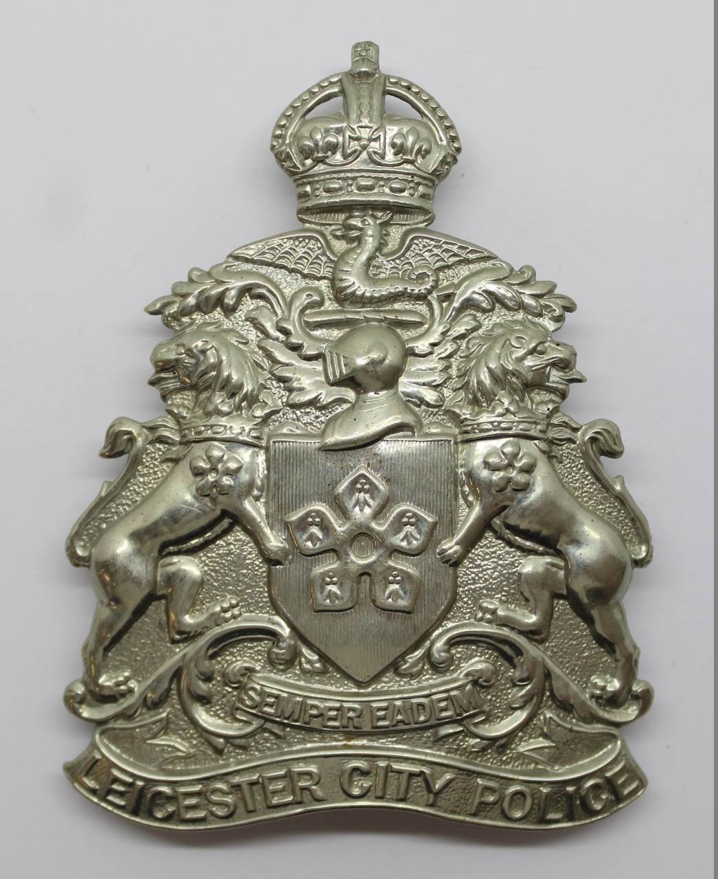 Leicester City Police Helmet Plate - King's Crown