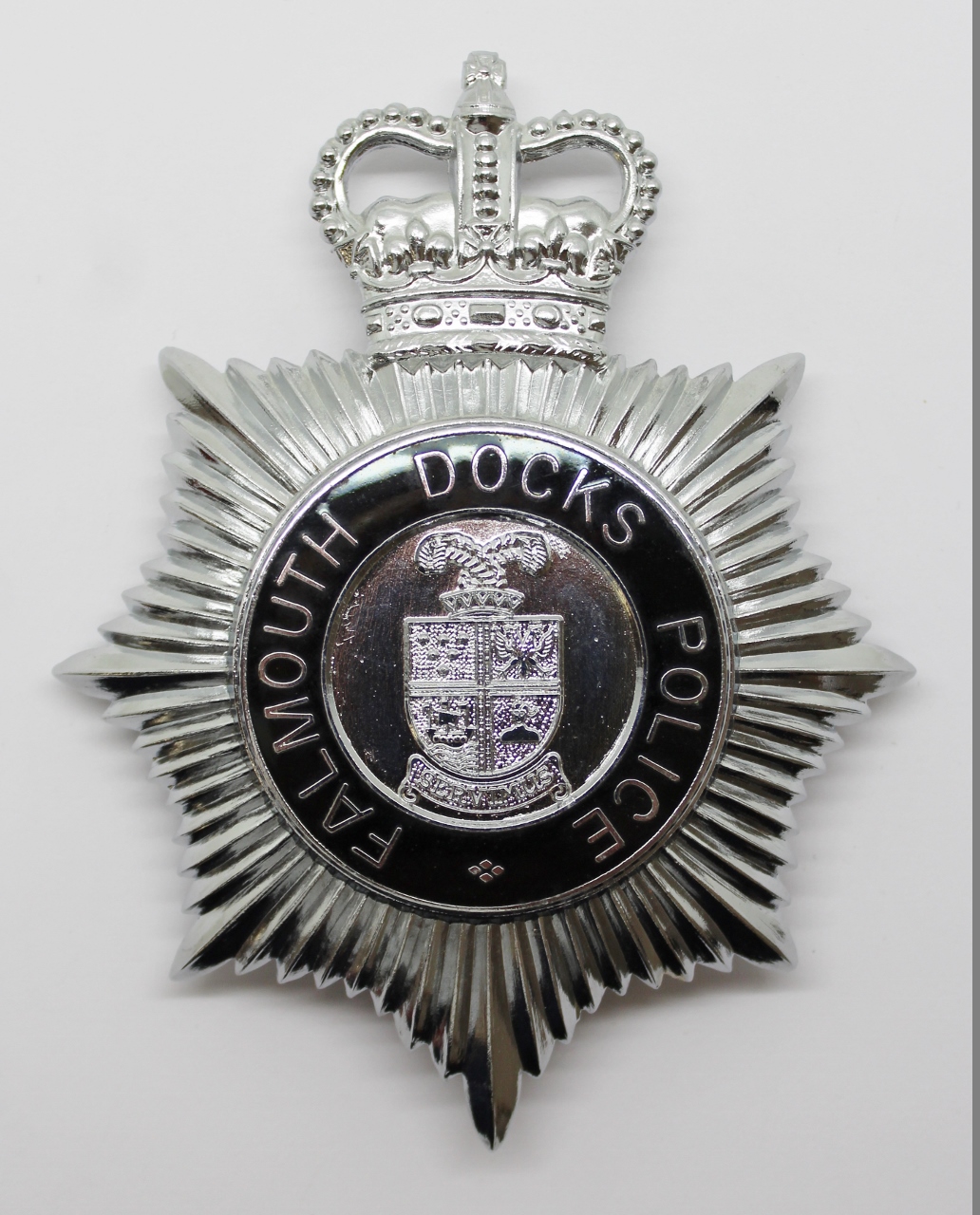 Falmouth Docks Police Enamelled Helmet Plate- Queen's Crown