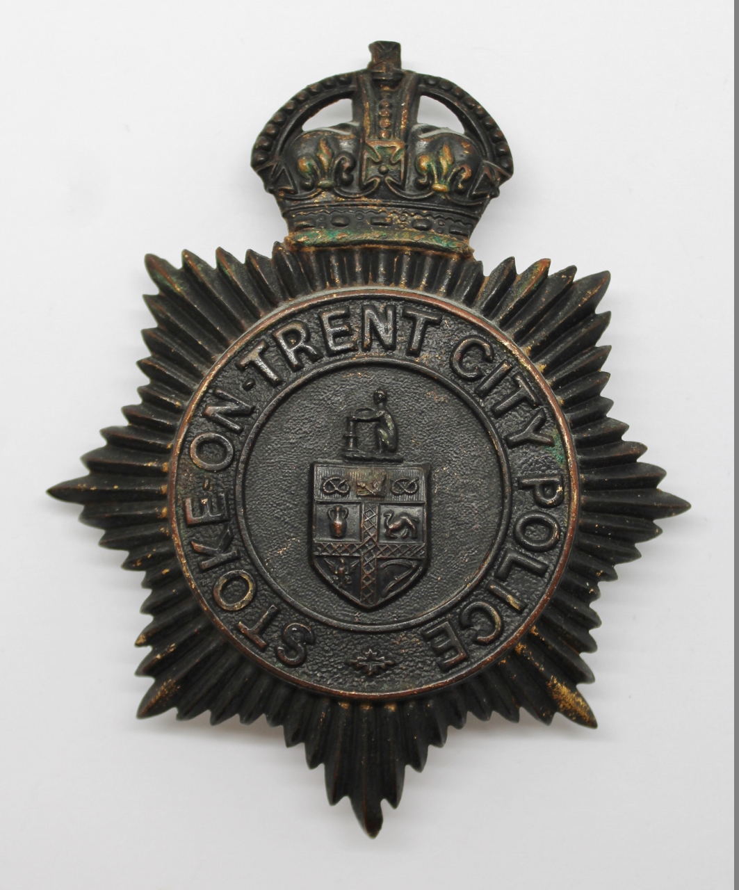 Stoke-on-Trent City Police Night Helmet Plate - King's Crown