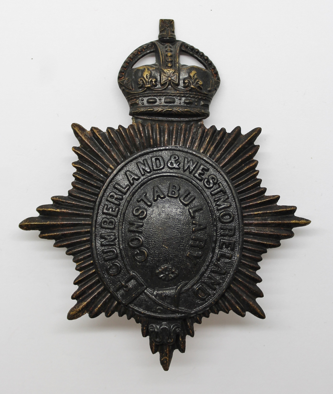 Cumberland & Westmoreland Constabulary Night Helmet Plate - King's Crown