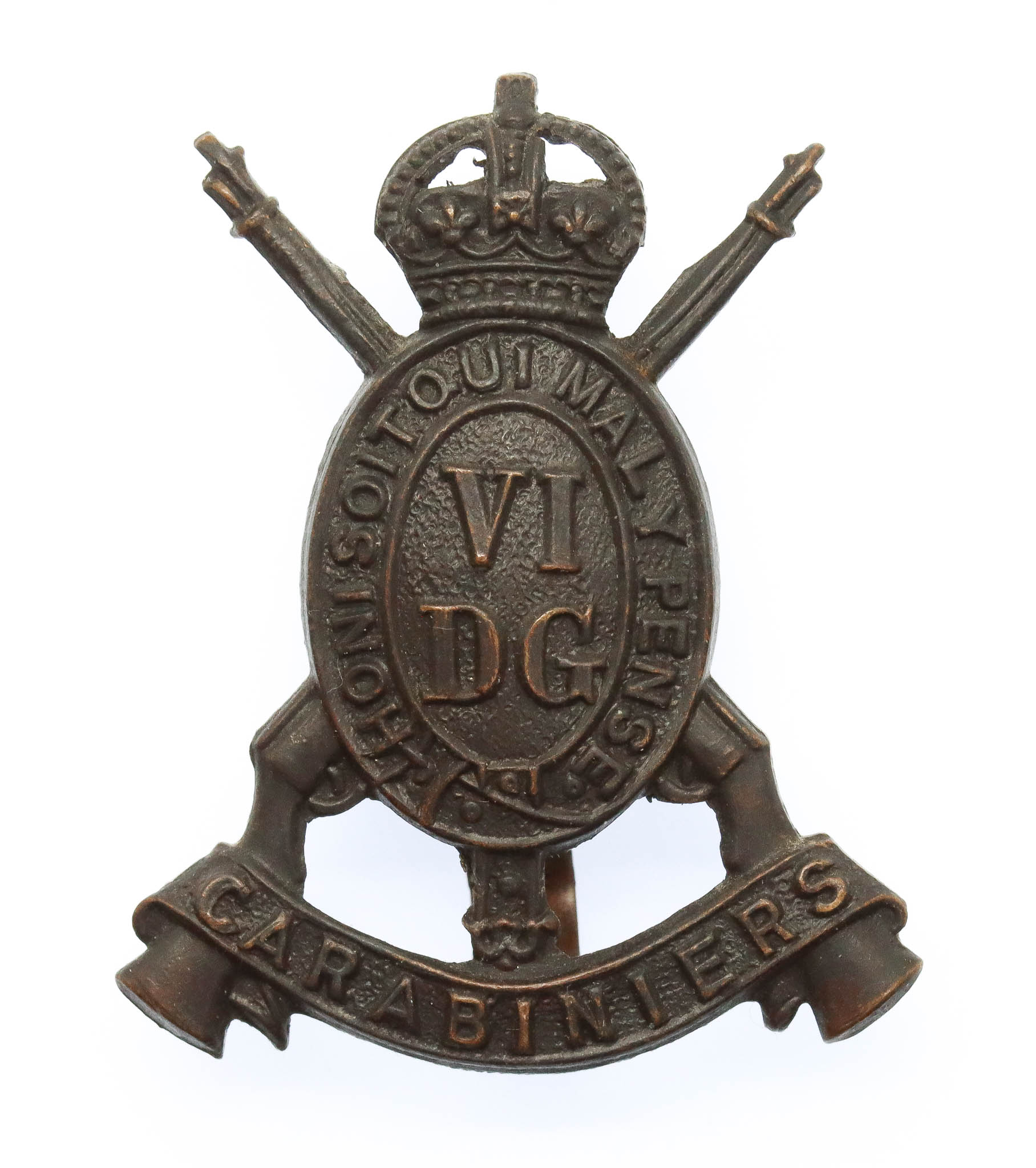 6th Dragoon Guards (Carabiniers) Officer's Service Dress Cap Badge - King's Crown