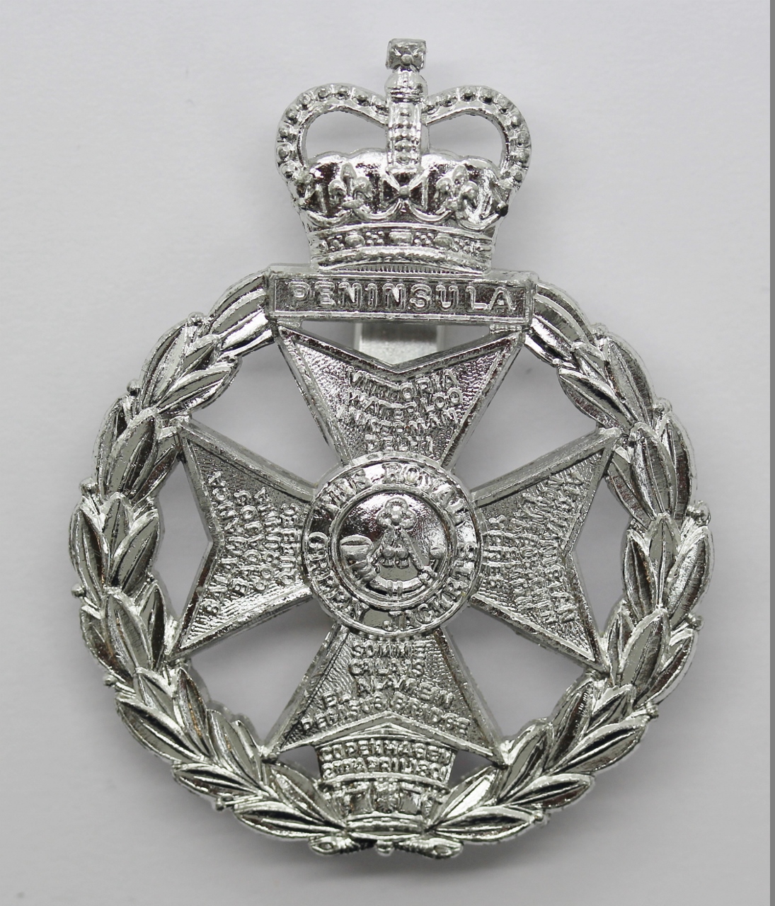 Royal Green Jackets Anodised (Staybrite) Cap Badge - Queen's Crown