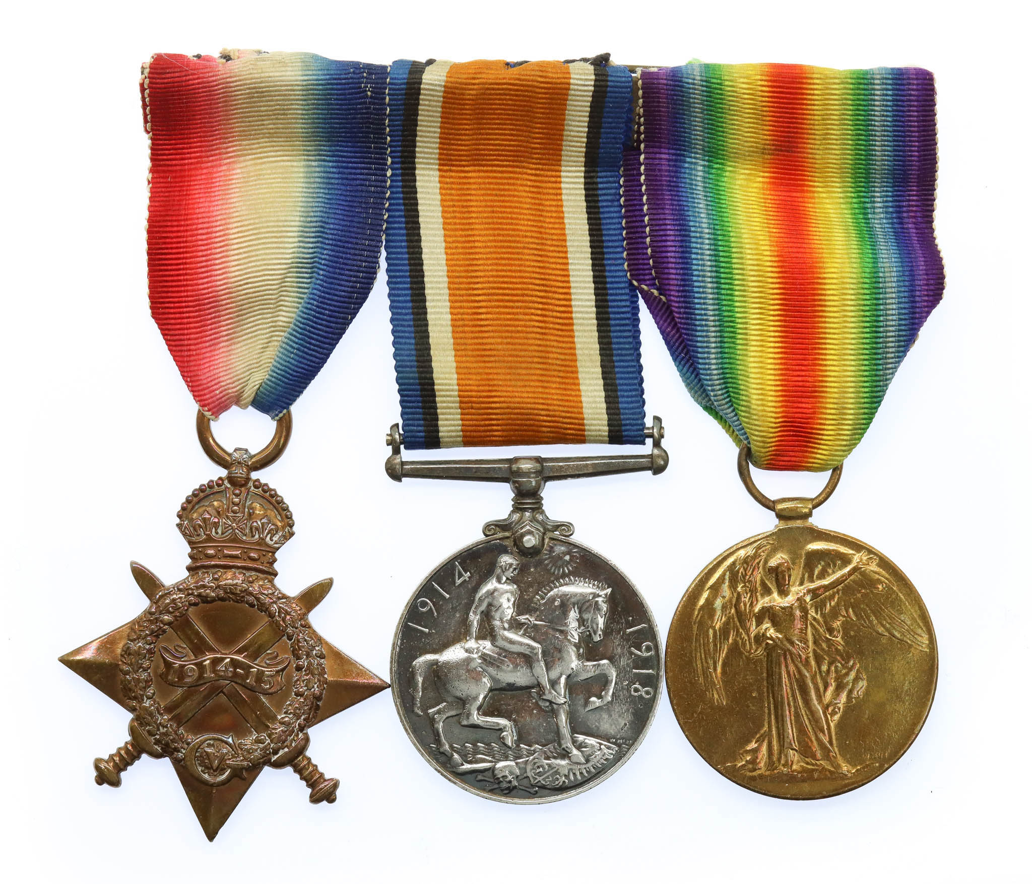 WW1 1914-15 Star Medal Trio - Pte. A. Thompson, Lincolnshire Regiment - Wounded in Action (Somme, 3/7/16)