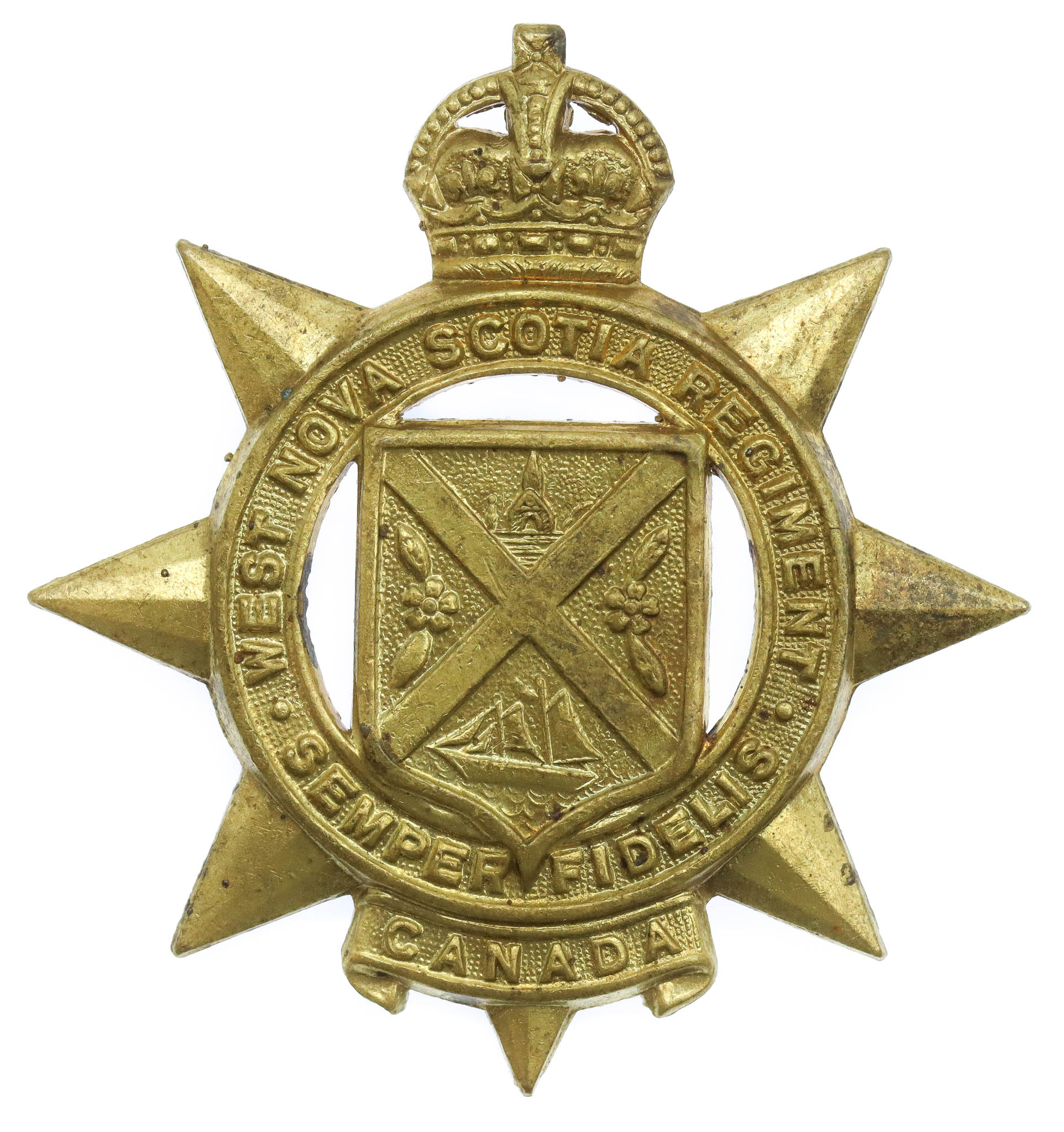 Canadian West Nova Scotia Regiment Cap Badge - King's Crown