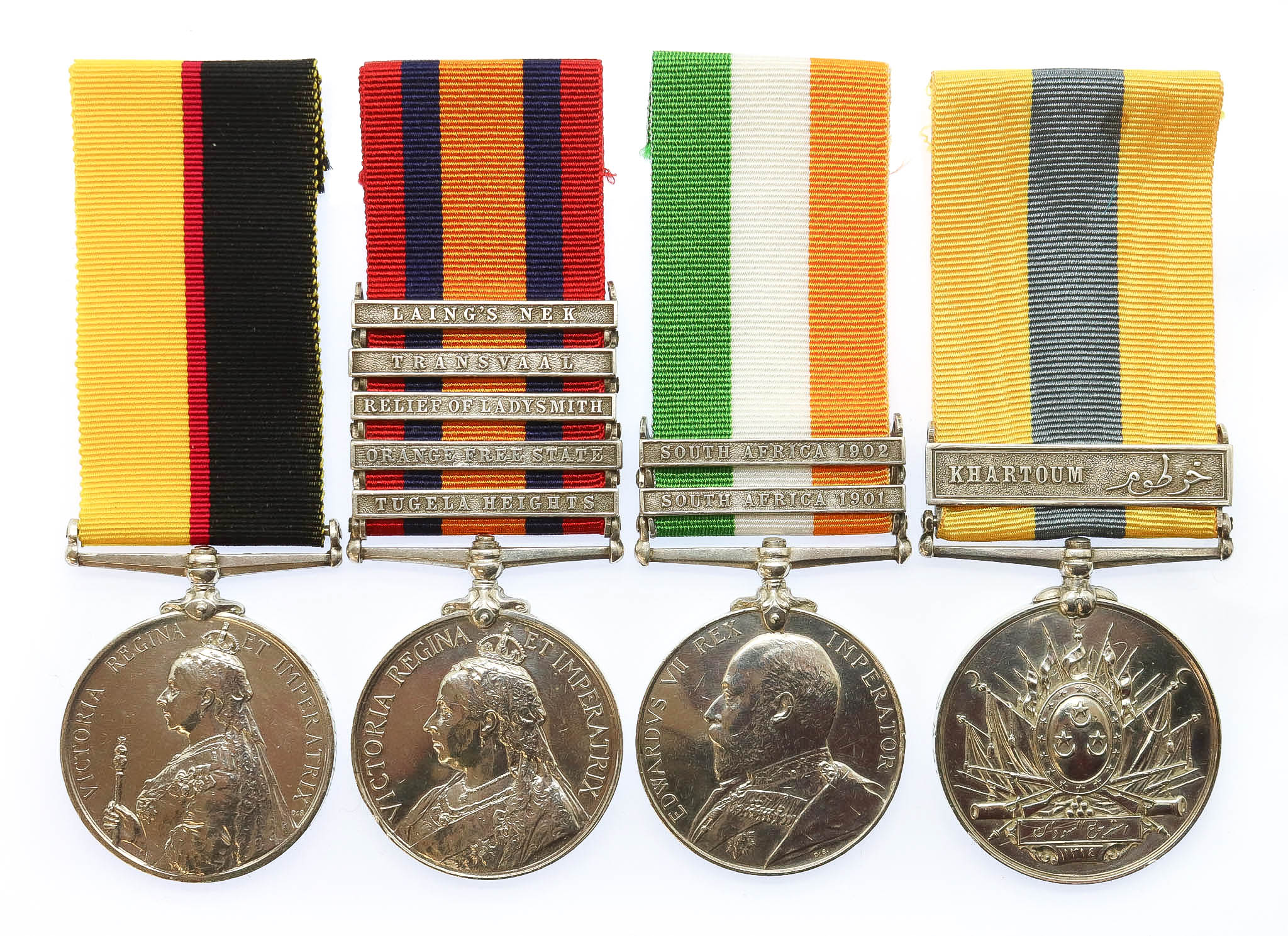 Queen's Sudan, QSA (5 Clasps), KSA (2 Clasps) & Khedives Sudan (Clasp - Khartoum) Group of Four - Pte. J.T. Howarth, Lancashire Fusiliers
