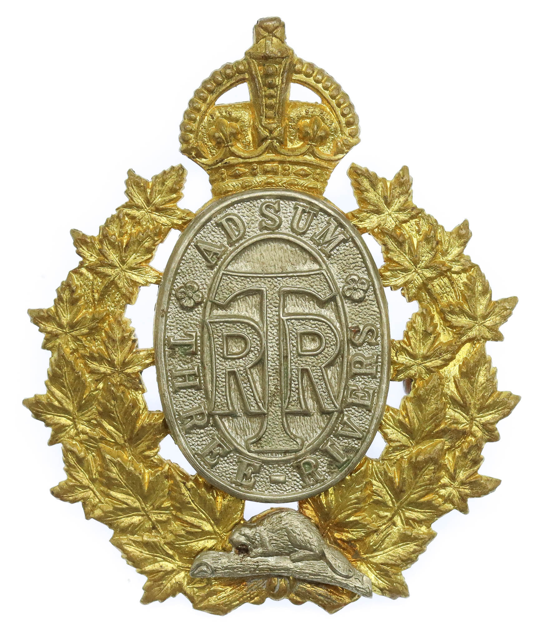 Canadian Three Rivers Regiment Cap Badge - King's Crown