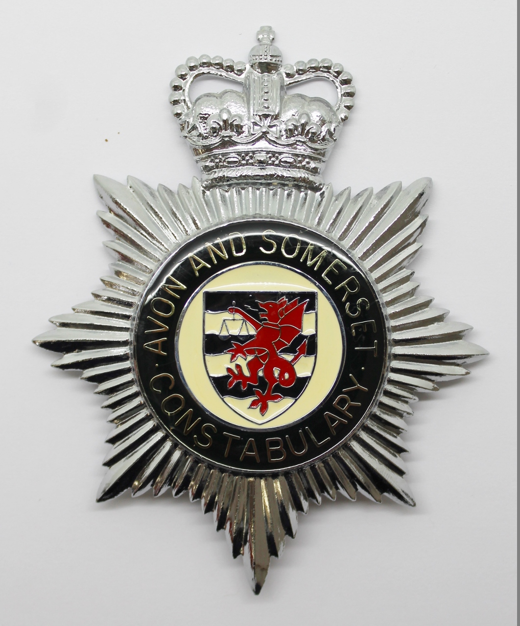 Avon & Somerset Constabulary Enamelled Helmet Plate - Queen's Crown