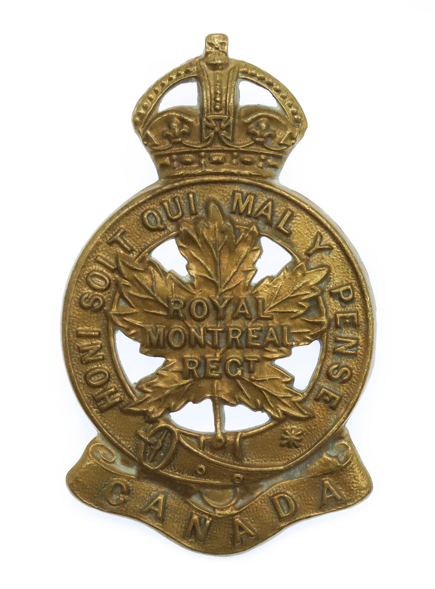 Canadian Royal Montreal Regiment Cap Badge - King's Crown