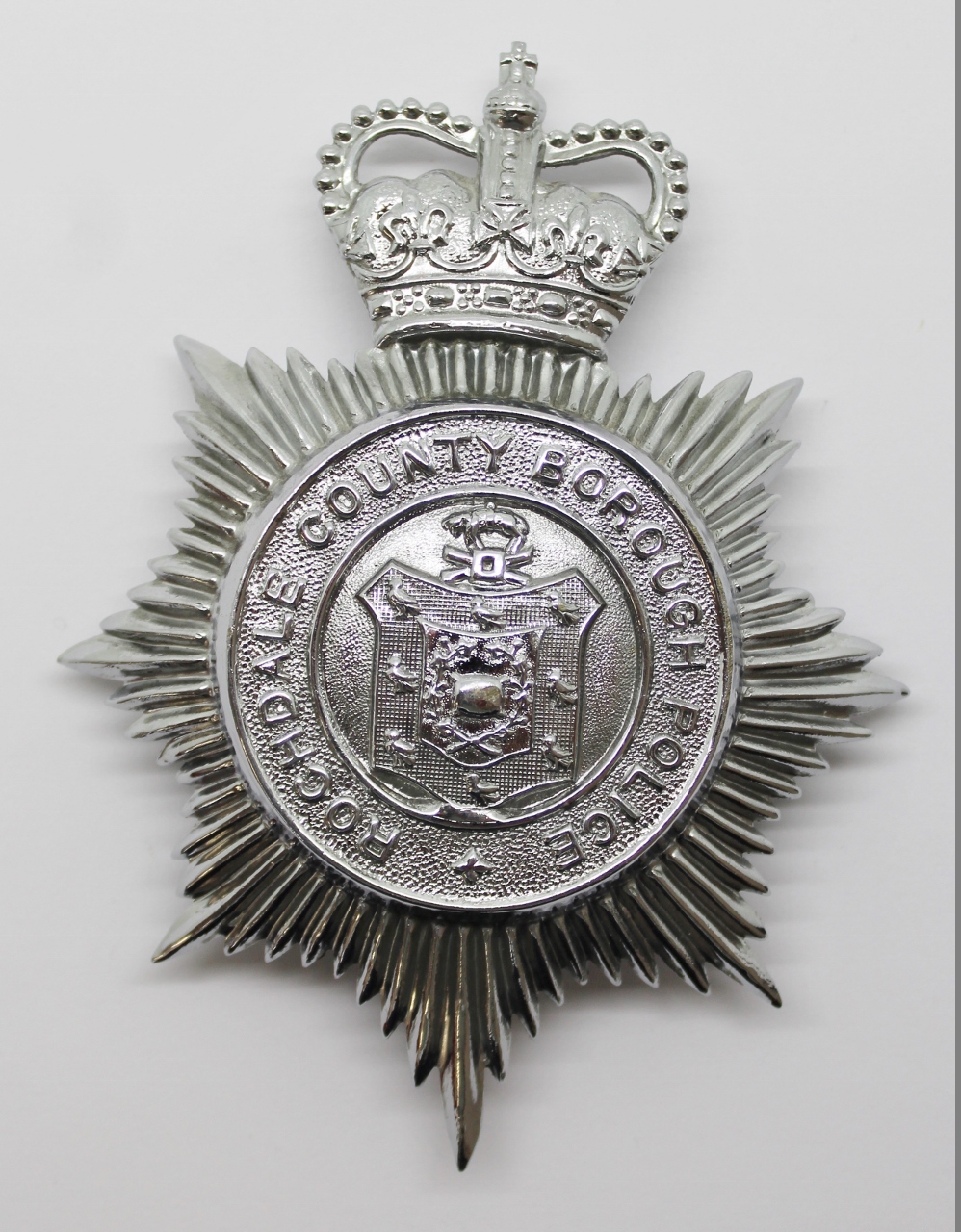 Rochdale County Borough Police Helmet Plate - Queen's Crown