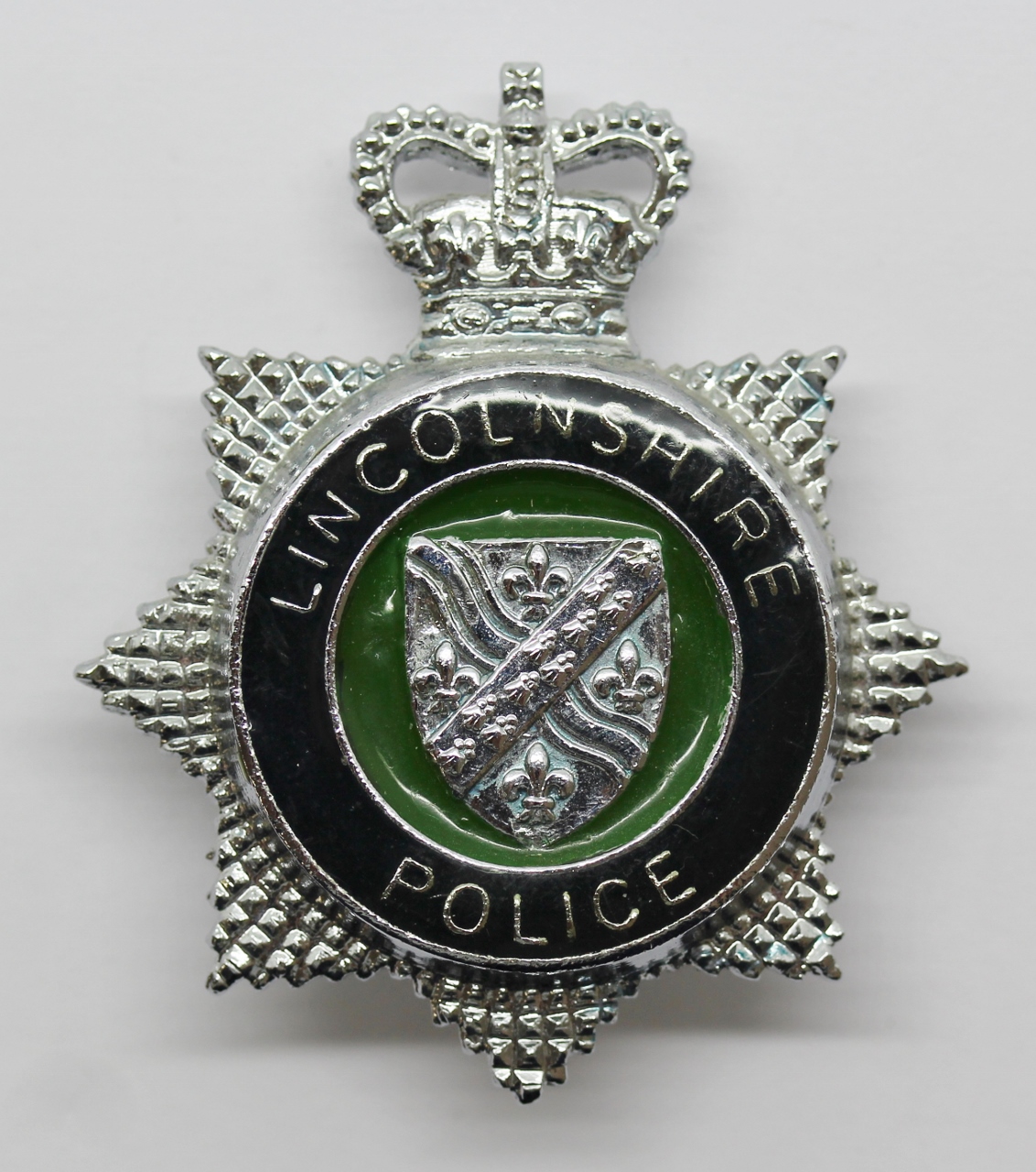 Lincolnshire Police Enamelled Cap Badge - Queen's Crown