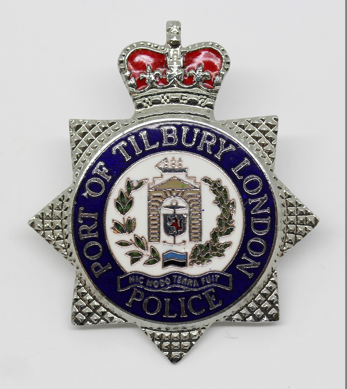 Port of Tilbury London Police Enamelled Cap Badge - Queen's Crown