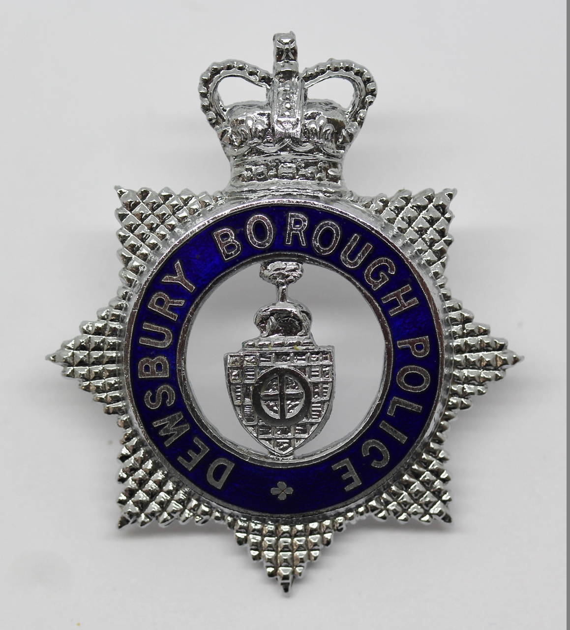 Dewsbury Borough Police Senior Officer's Enamelled Cap Badge - Queen's Crown