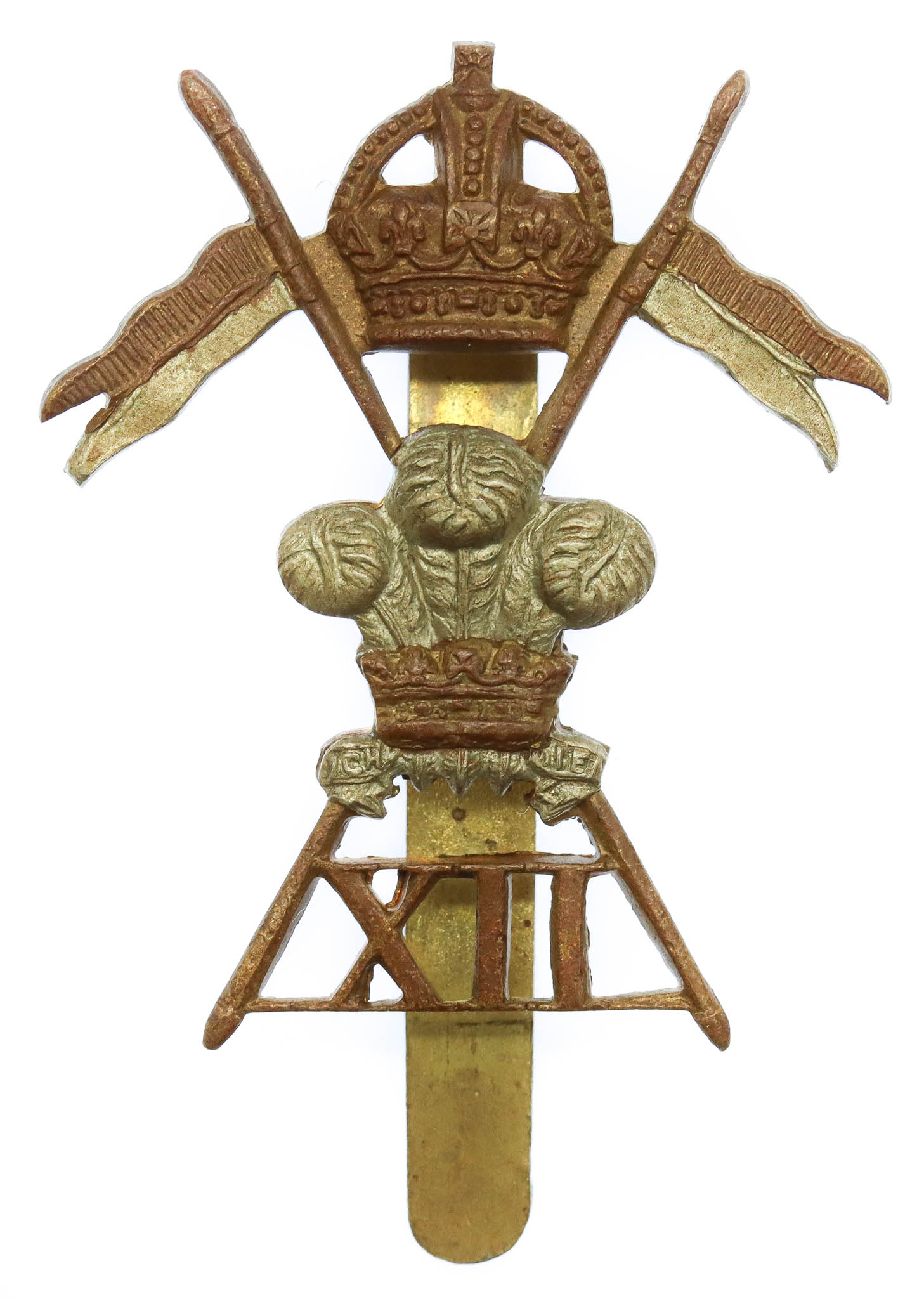 12th Royal Lancers Cap Badge - King's Crown