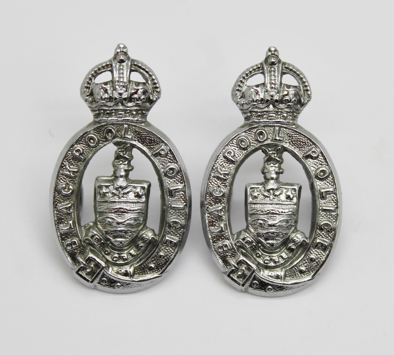 Pair of Blackpool Police Collar Badges - King's Crown