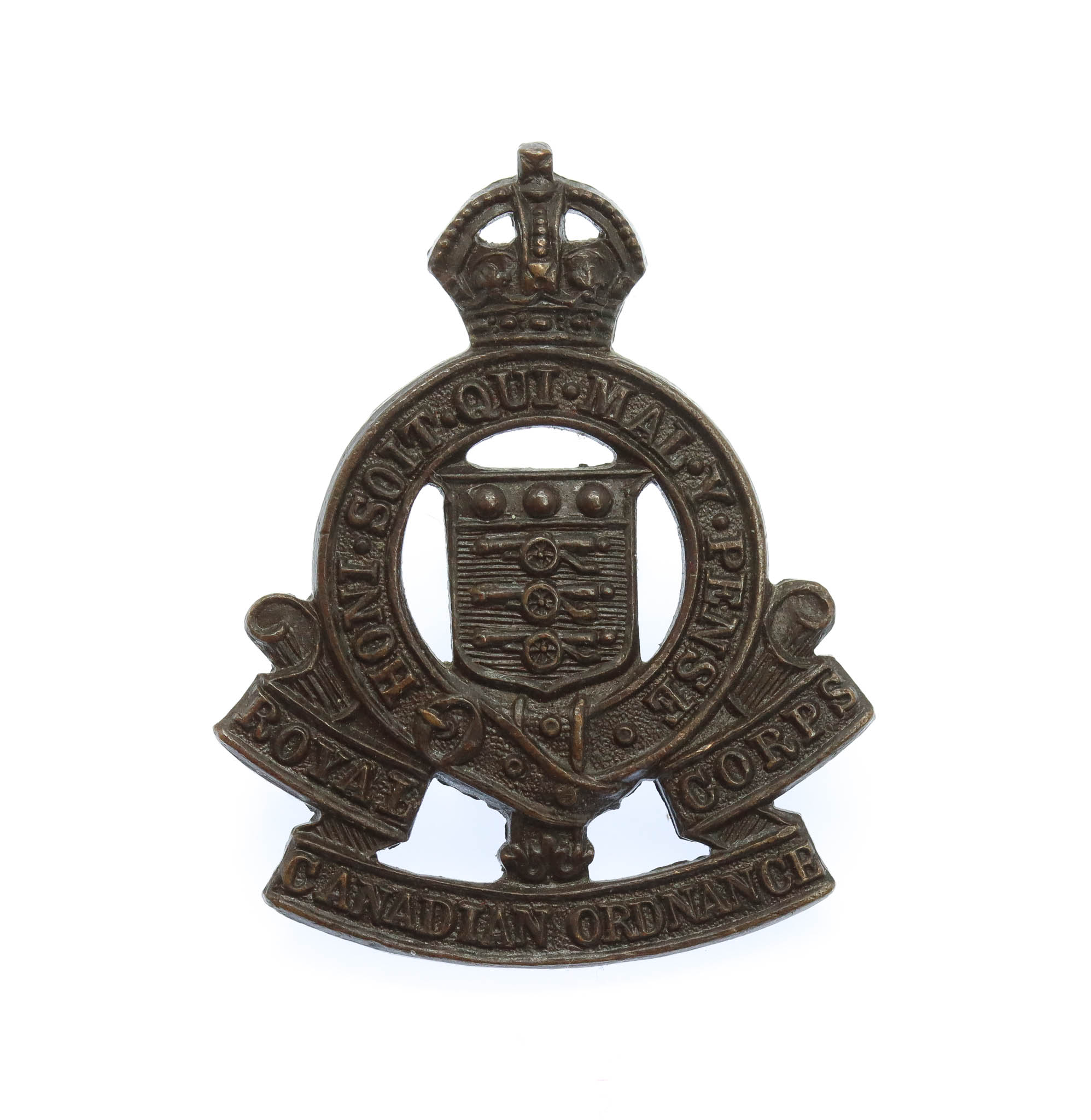 Royal Canadian Army Ordnance Corps Officers Service Dress Collar Badge
