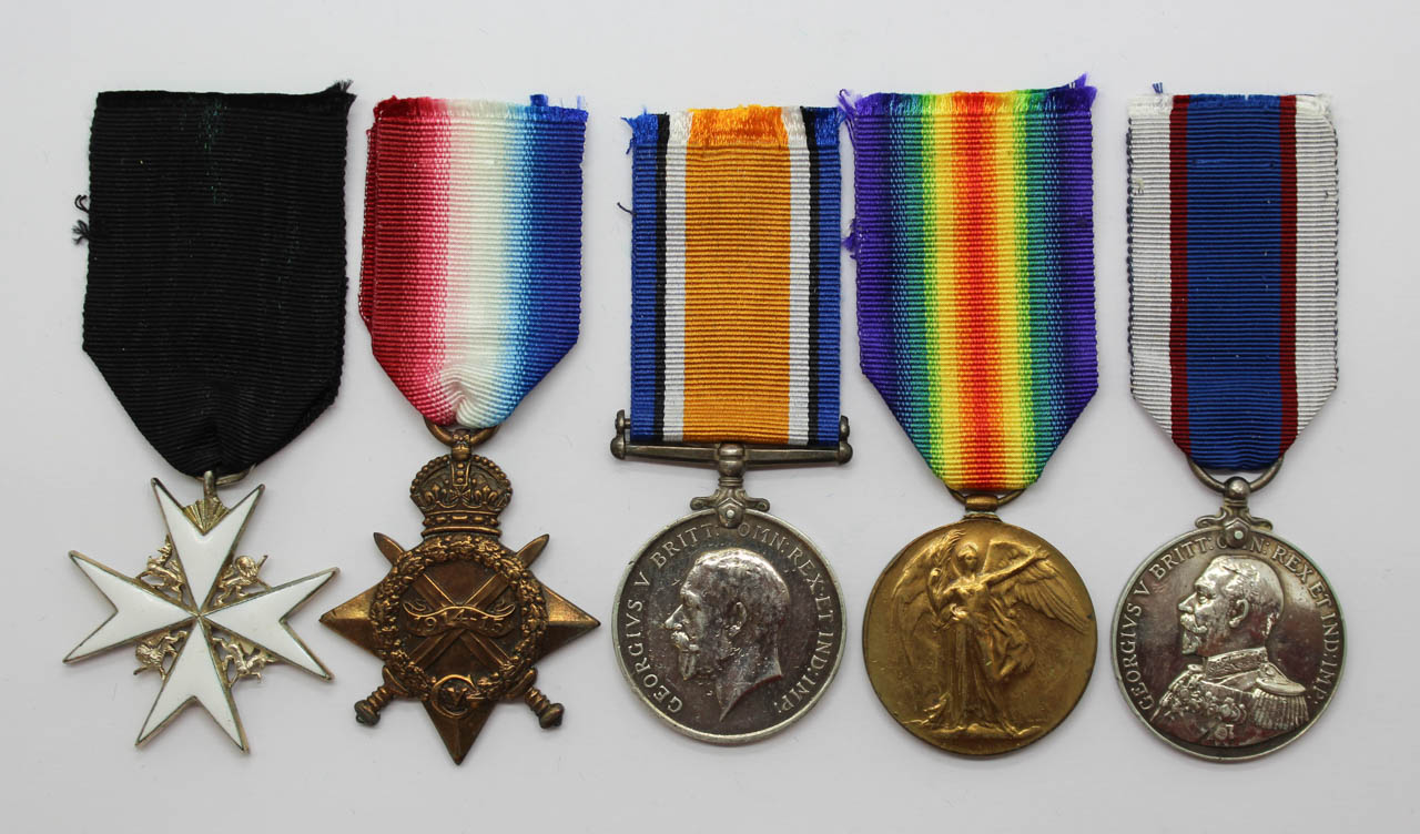 Order of St. John (Officer), WW1 1914-15 Star Trio and R.F.R. Long Service & Good Conduct Medal Group of Five - R.G. Hill, Royal Navy / Royal Fleet Reserve