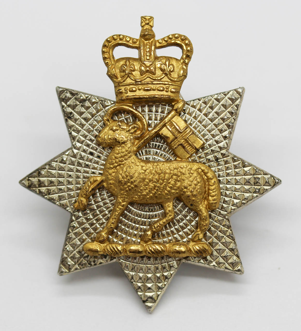 Queen's Royal Surrey Regiment Officer's Silvered & Gilt Cap Badge