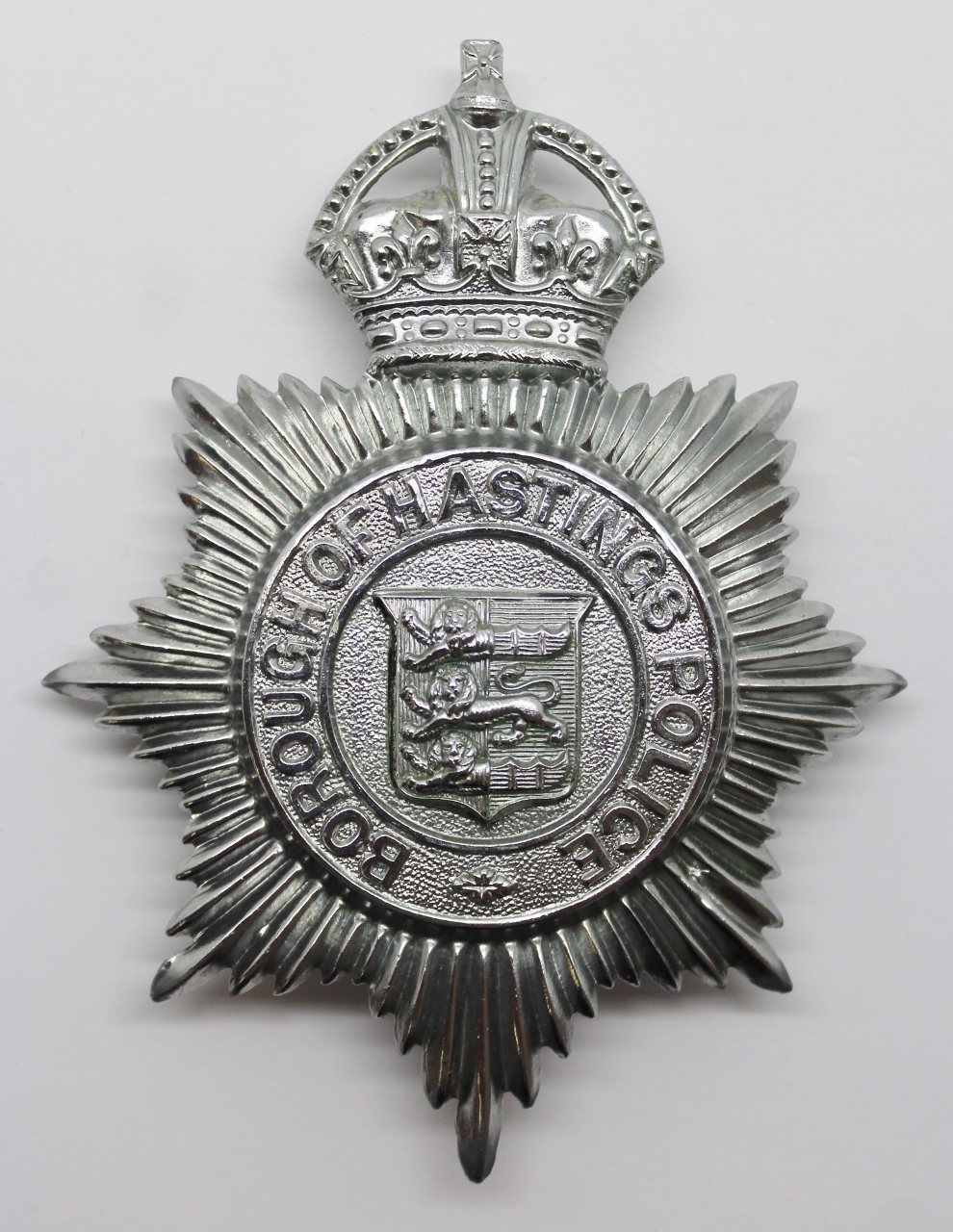 Borough of Hastings Police Helmet Plate - King's Crown