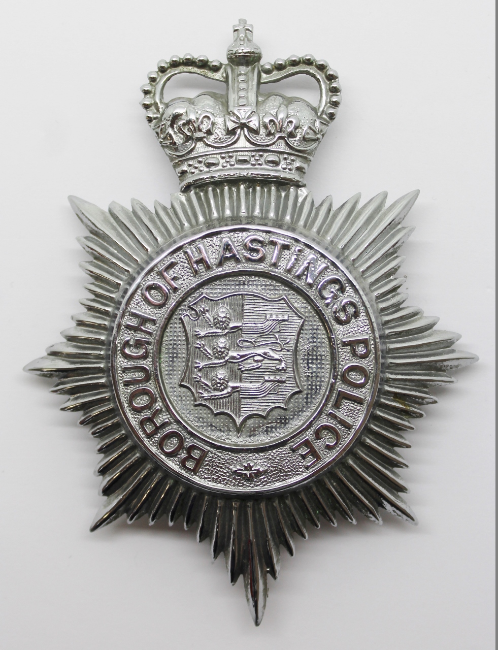 Borough of Hastings Police Helmet Plate - Queen's Crown