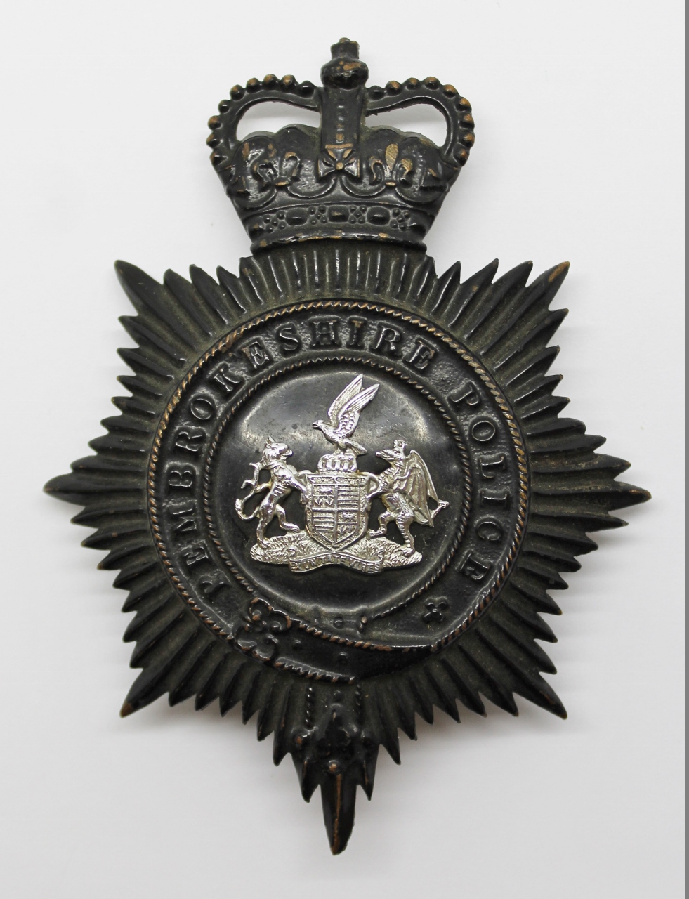 Pembrokeshire Police Night Helmet Plate - Queen's Crown