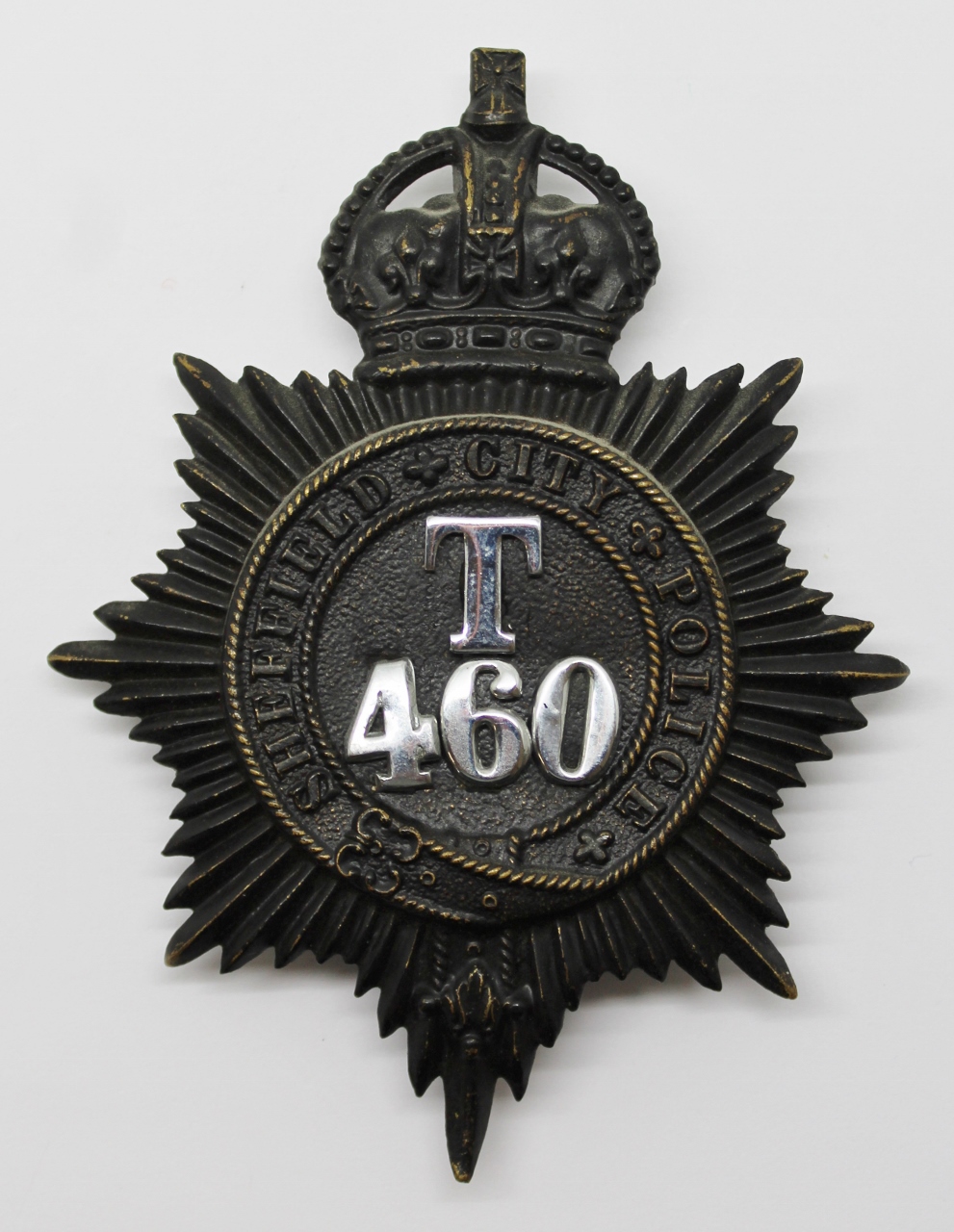 Sheffield City Police Night Helmet Plate (T 460) - King's Crown