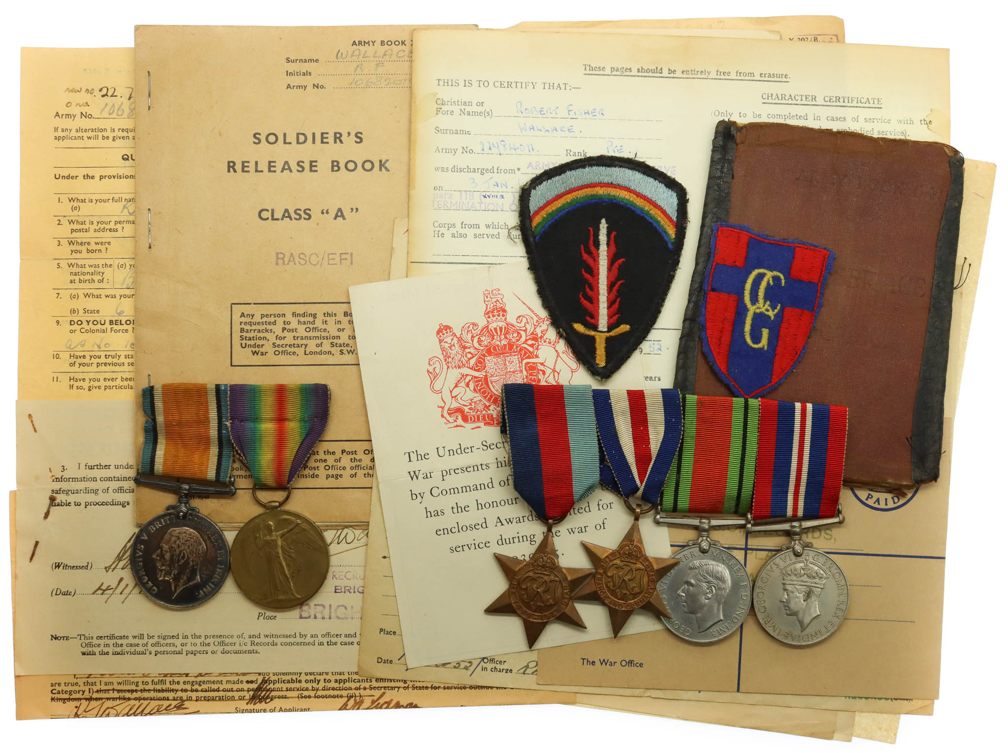 Wallace Family WW1 and WW2 Father & Son Medal Group - West Yorkshire Regiment (WW1) and 9th ENSA Cinema Organisation, R.A.S.C. / E.F.I. (WW2)