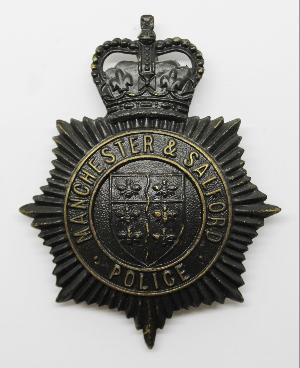 Manchester & Salford Police Night Helmet Plate - Queen's Crown