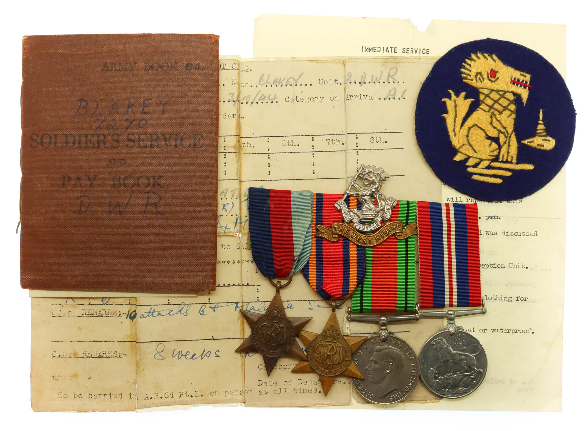 WW2 Chindits Medal Group of Four - Pte. C. Blakey, 2nd Bn. Duke of Wellington's (West Riding) Regiment