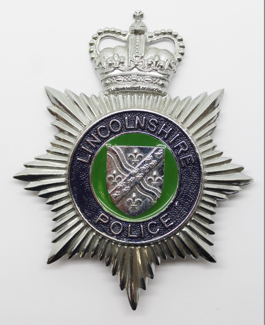 Lincolnshire Police Enamelled Helmet Plate - Queen's Crown