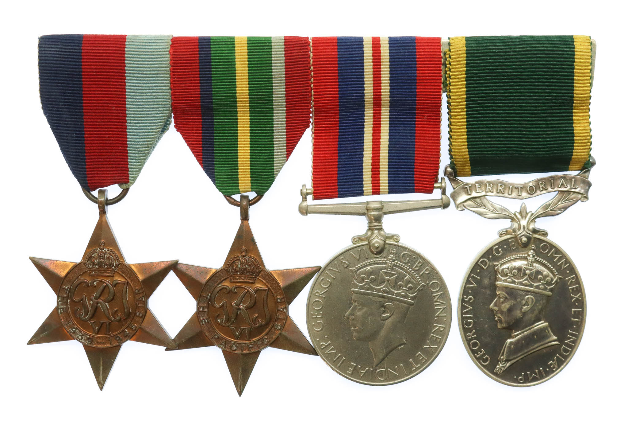 WW2 Japanese Prisoner of War Territorial Efficiency Medal Group of Four - Gnr. C. Hill, 125th Anti-Tank Regt, Royal Artillery